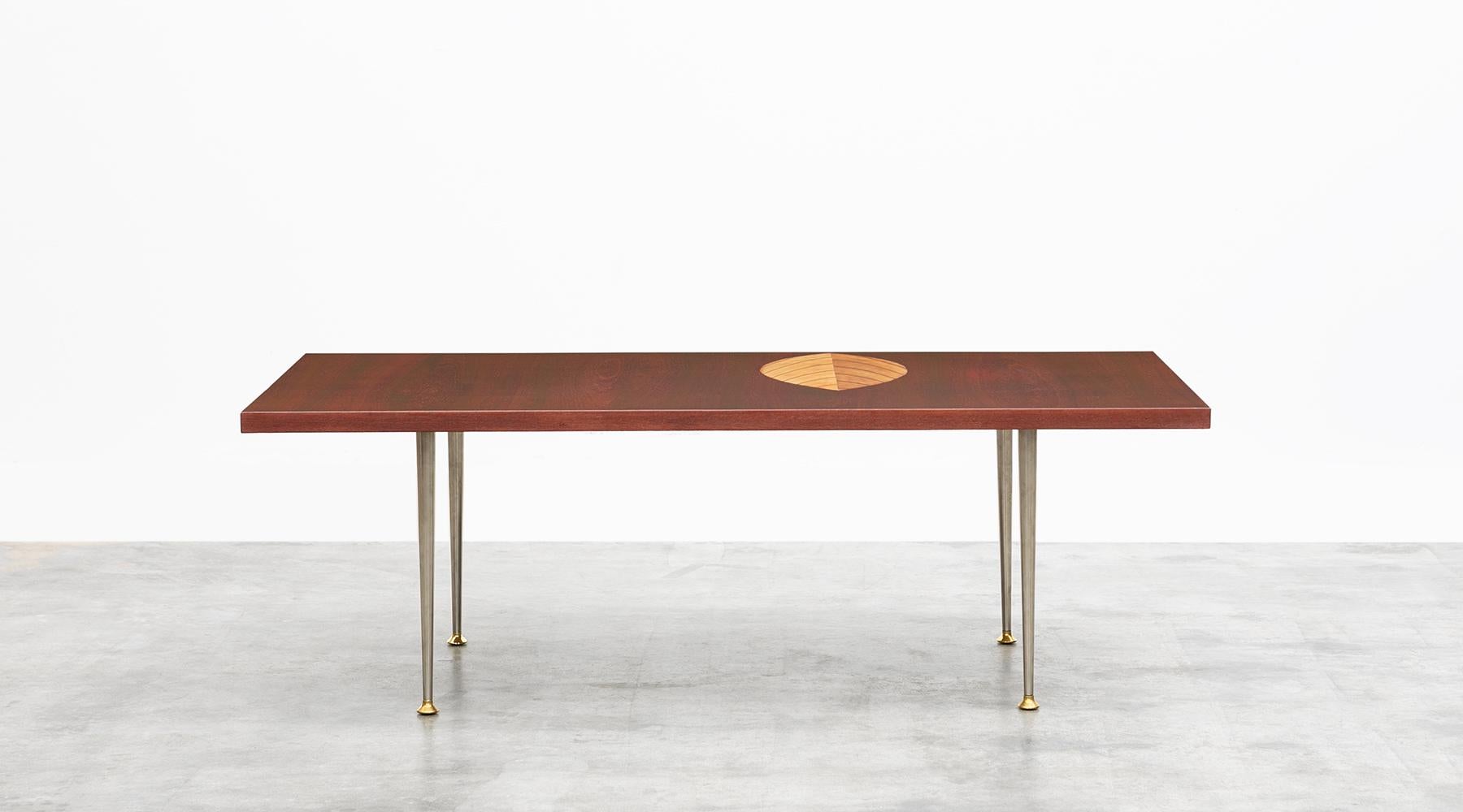 Metal 1950s Brown Wooden Coffee Table by Tapio Wirkkala 'c' For Sale