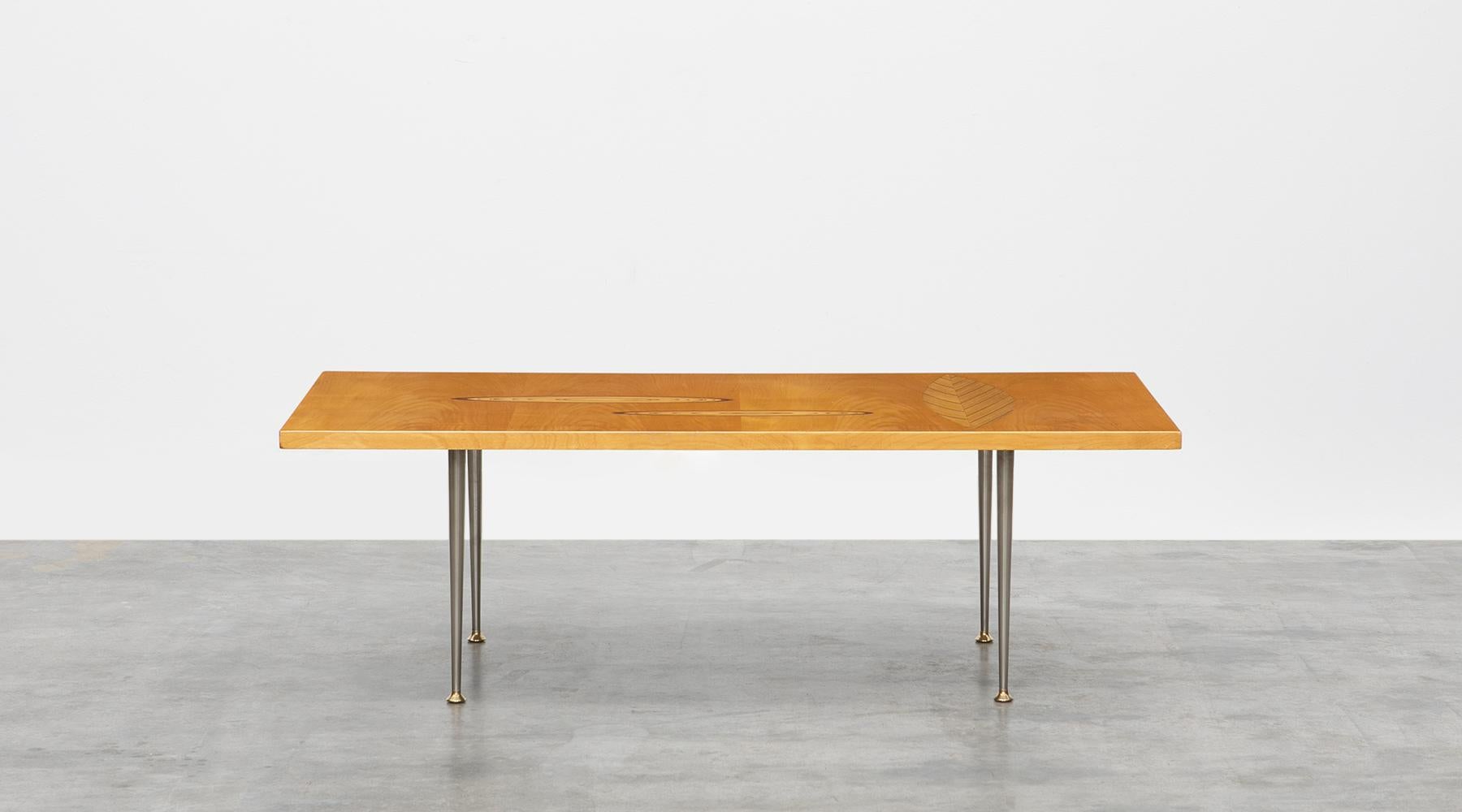Metal 1950s Brown Wooden Coffee Table by Tapio Wirkkala 'd' For Sale