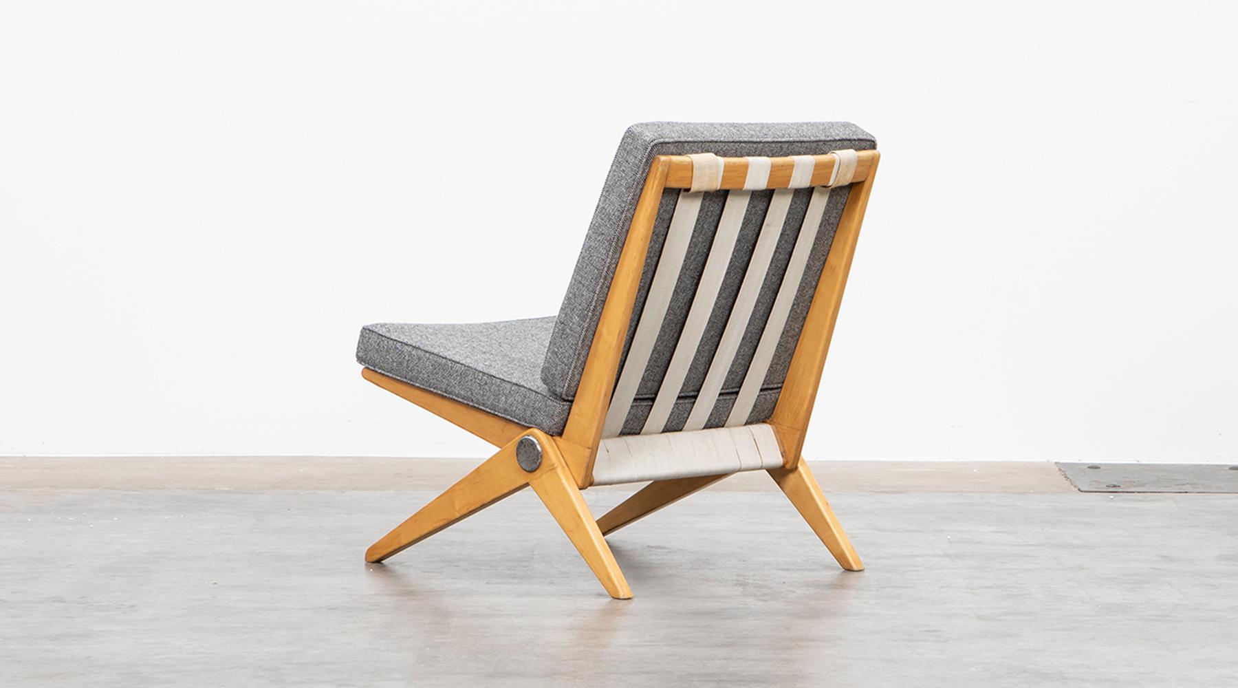 1950s Brown Wooden Easy Chair by Pierre Jeanneret 'd' In Good Condition For Sale In Frankfurt, Hessen, DE