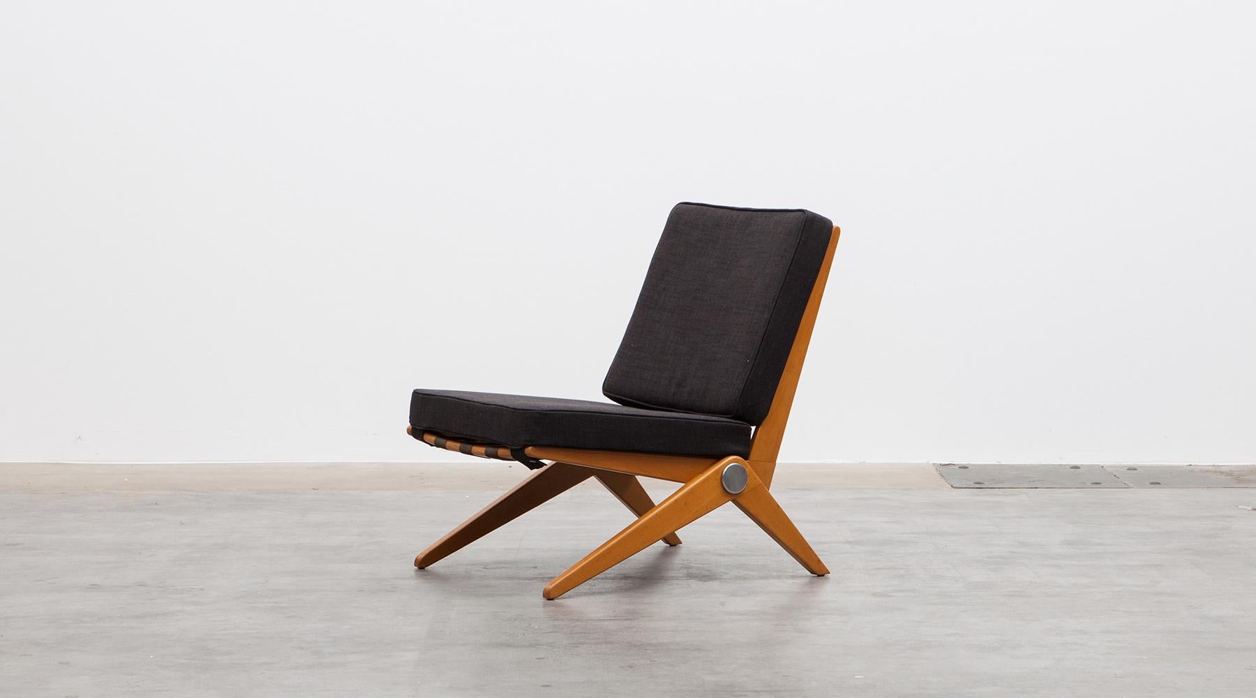 Mid-20th Century 1950s Brown Wooden Easy Chairs by Pierre Jeanneret