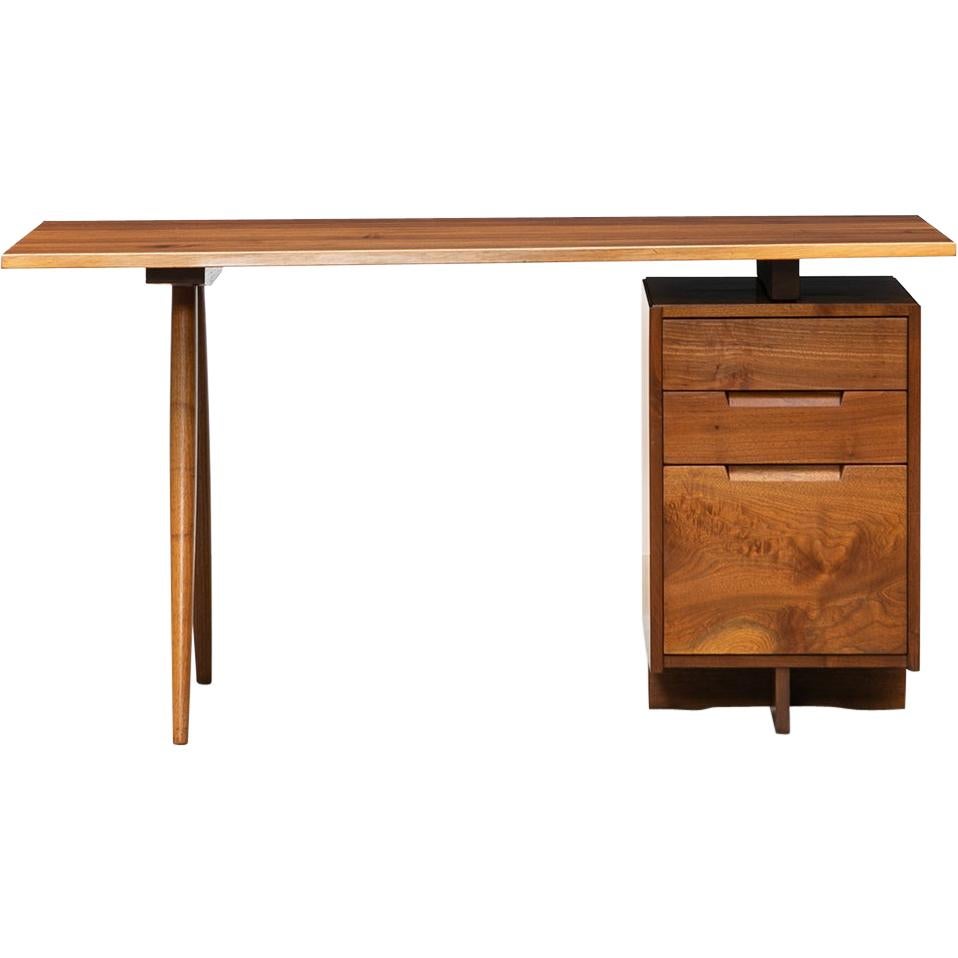 1950s Brown Wooden Freeform Walnut Desk by George Nakashima 'D'