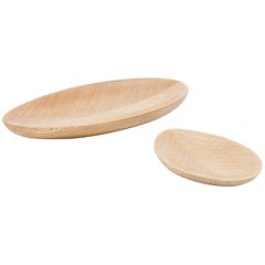 1950s Brown Wooden Pair of Leaf Dishes by Tapio Wirkkala