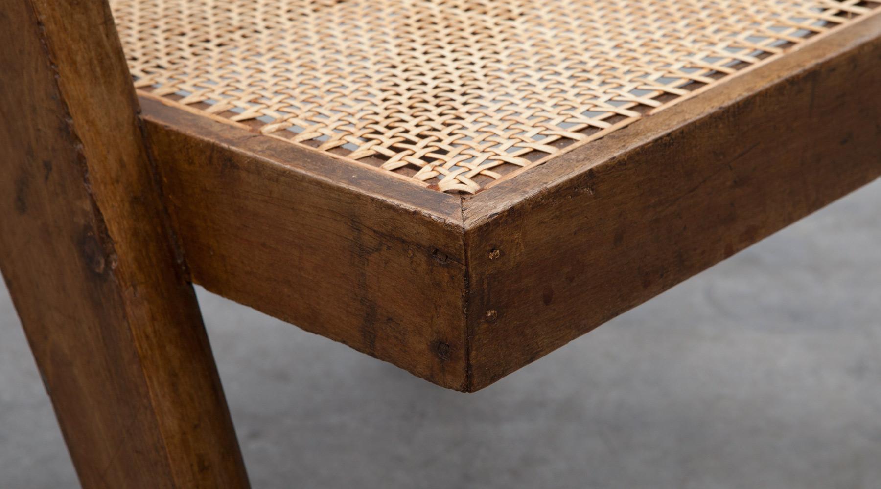 1950s Brown Wooden Teak and Cane Lounge Chairs by Pierre Jeanneret 'c' 10