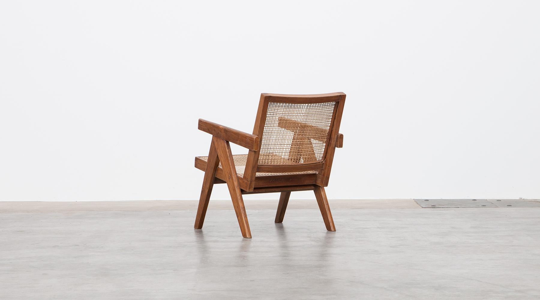1950er Jahre Braune Sessel aus Teakholz und Rohrgeflecht von Pierre Jeanneret 'e' 3