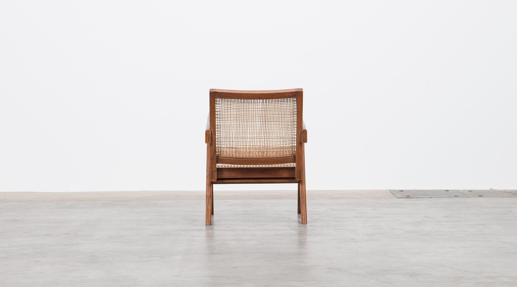 1950er Jahre Braune Sessel aus Teakholz und Rohrgeflecht von Pierre Jeanneret 'e' 4