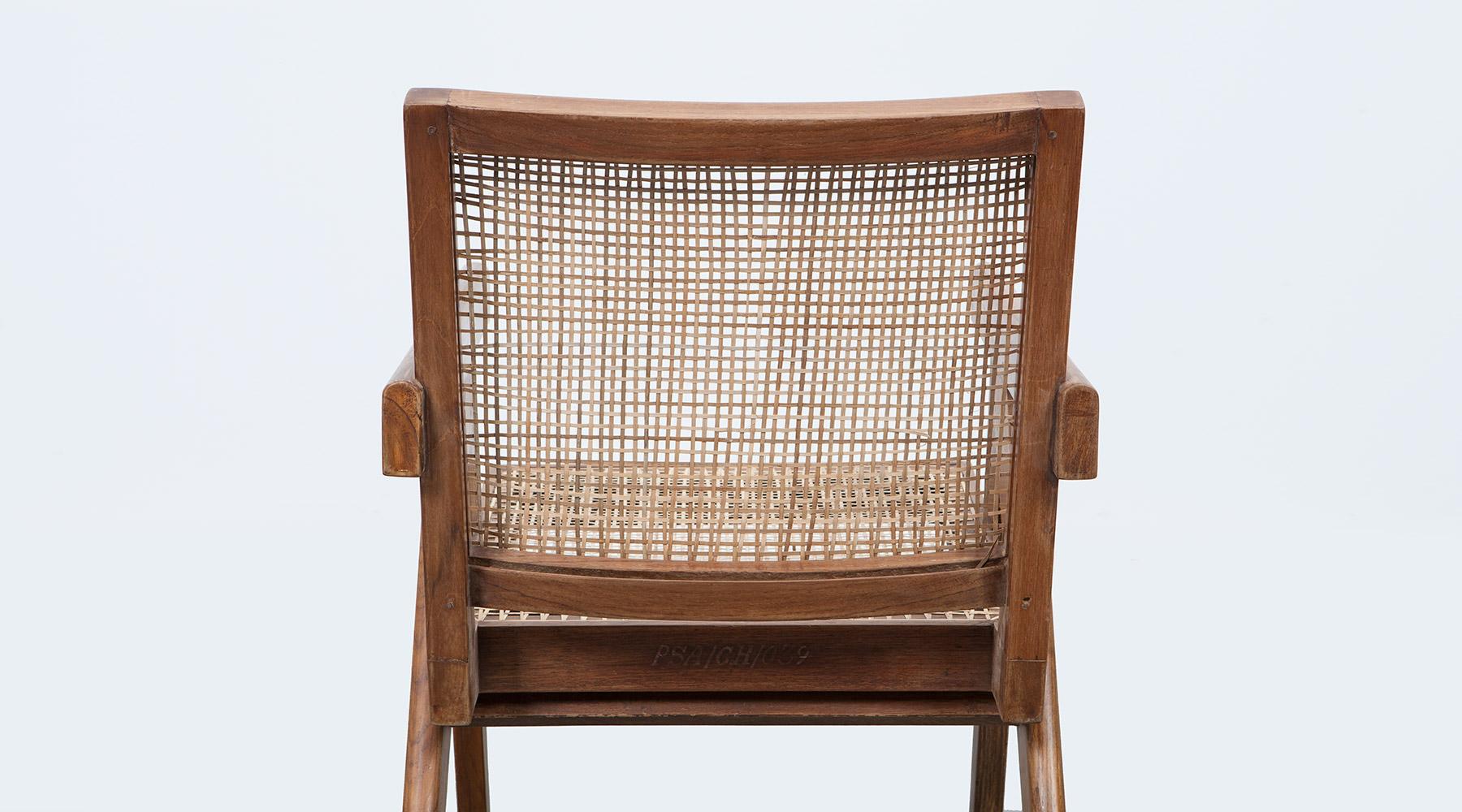 1950er Jahre Braune Sessel aus Teakholz und Rohrgeflecht von Pierre Jeanneret 'e' 5