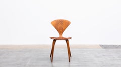 1950s Brown Wooden Walnut Plywood Chair by Norman Cherner