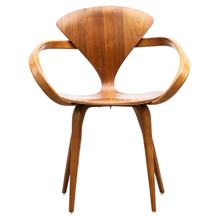 1950s Brown Wooden Walnut Plywood Chair by Norman Cherner at 1stDibs