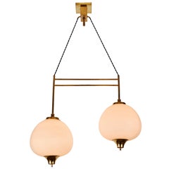 1950s Bruno Chiarini Lampe à suspension double pour Stilnovo