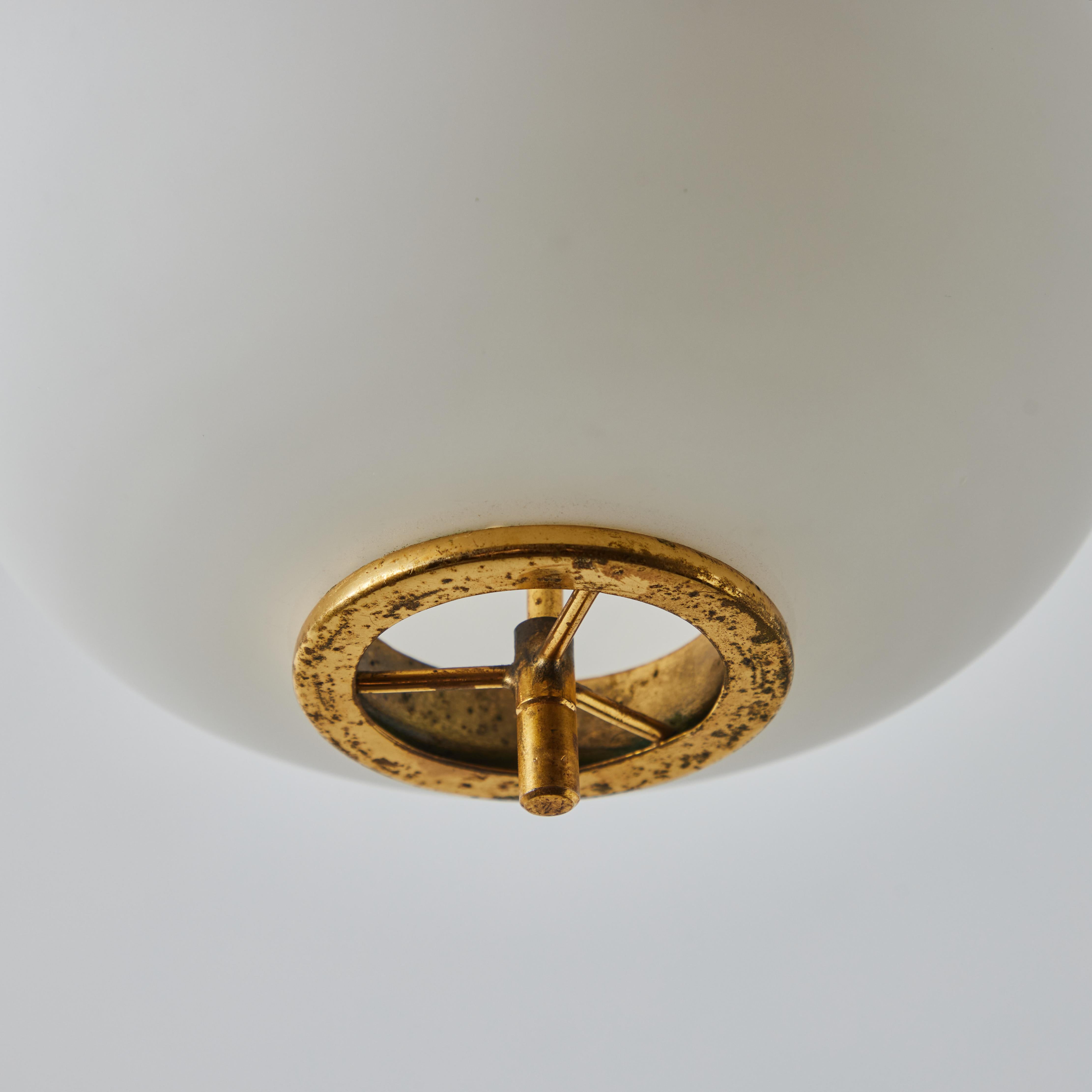 1950s Bruno Gatta Brass and Opaline Glass Pendant for Stilnovo For Sale 8