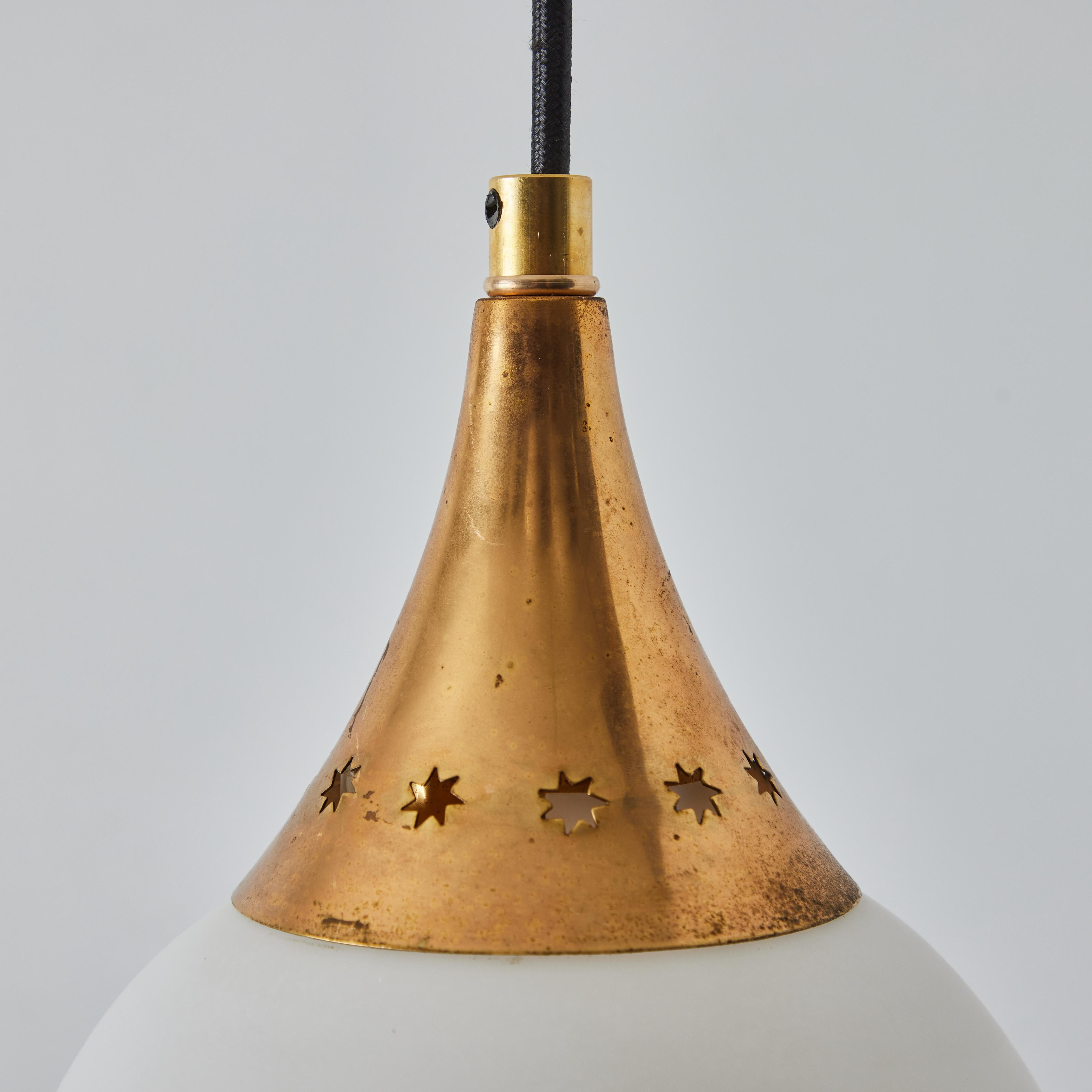 1950s Bruno Gatta Brass and Opaline Glass Pendant for Stilnovo For Sale 9