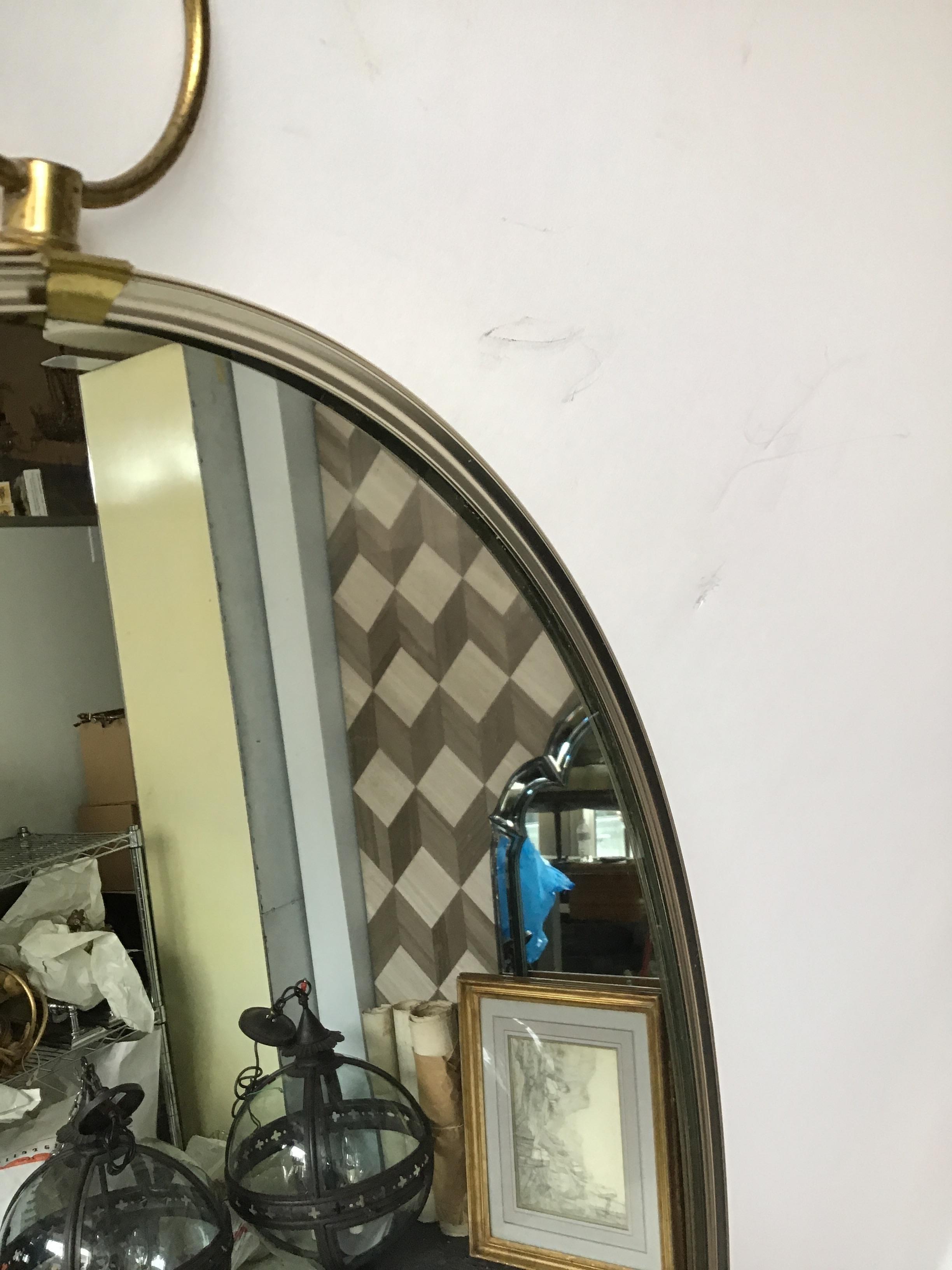 Mid-20th Century 1950s Brushed Steel Oval Mirror by Turner