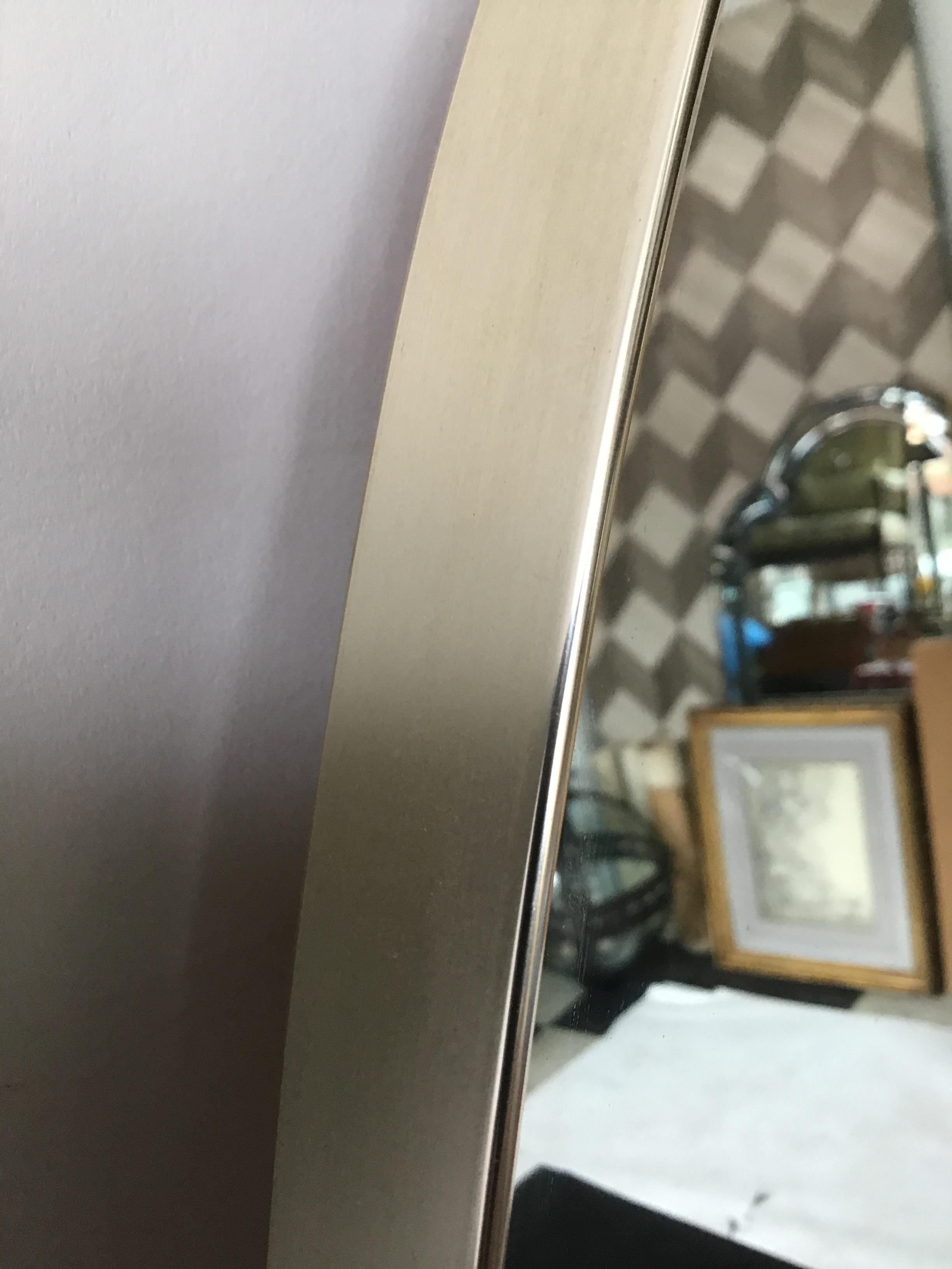 1950s Brushed Steel Oval Mirror by Turner 2