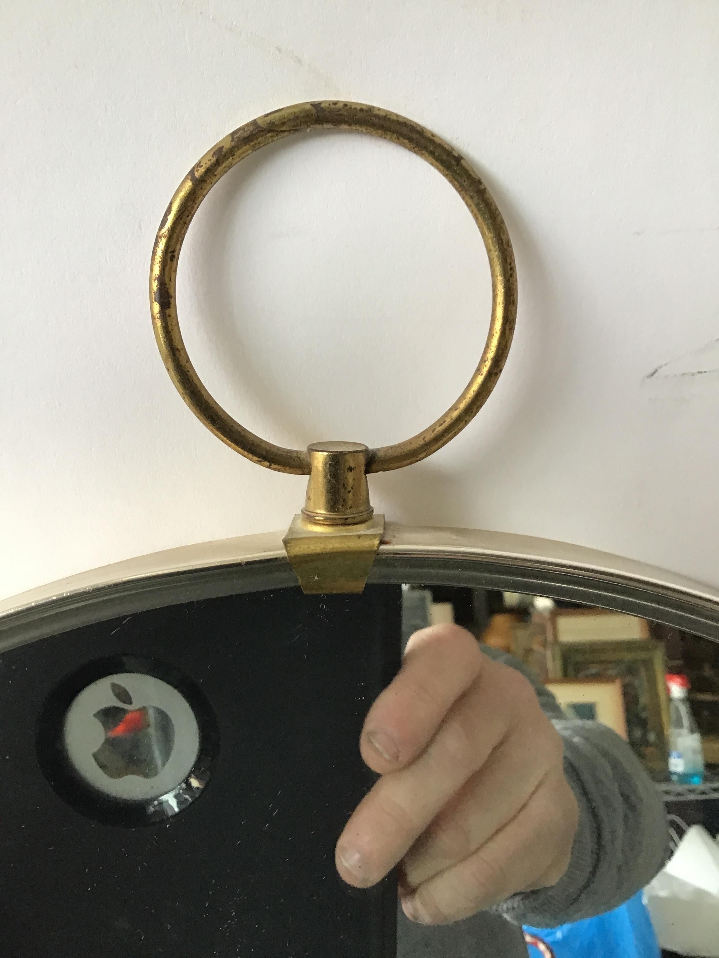 1950s Brushed Steel Oval Mirror by Turner 3
