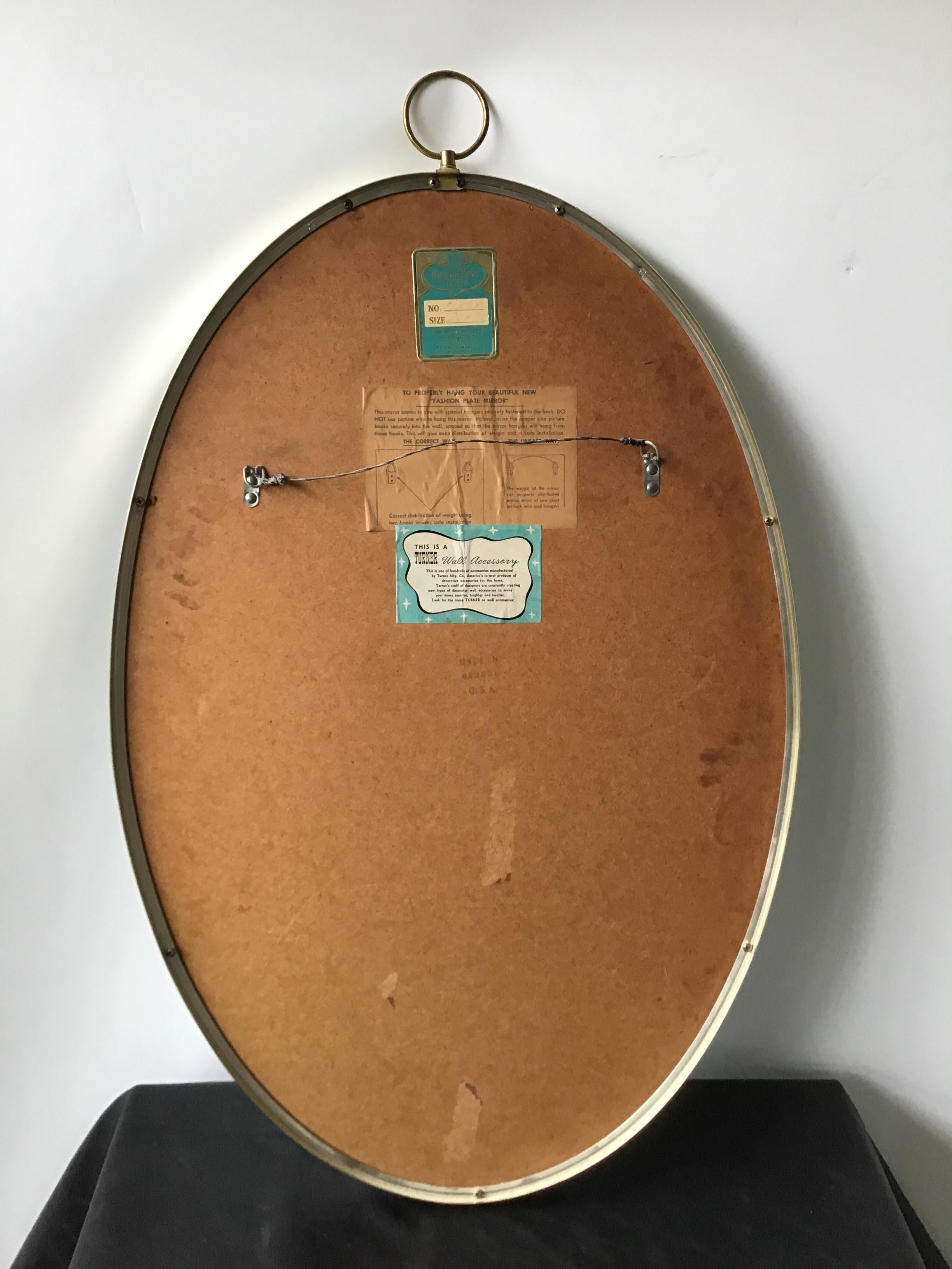 1950s Brushed Steel Oval Mirror by Turner 5