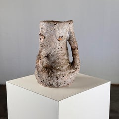 1950s Brutalist Ceramic Jug by C.A.S. Vietri – Gray and Earth Tone Glaze