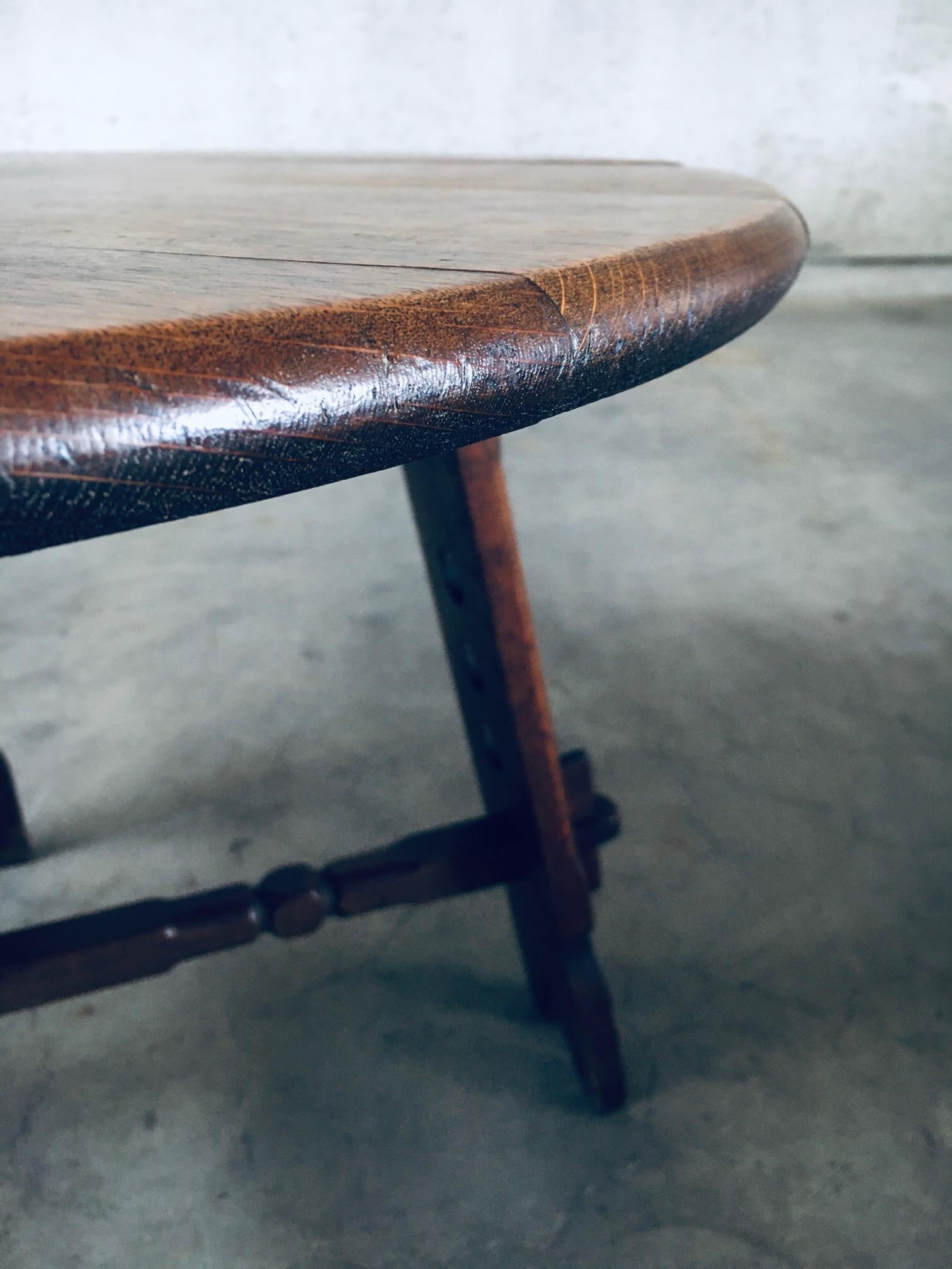 1950's Brutalist Design Artisan Oak Carved Side Table For Sale 5