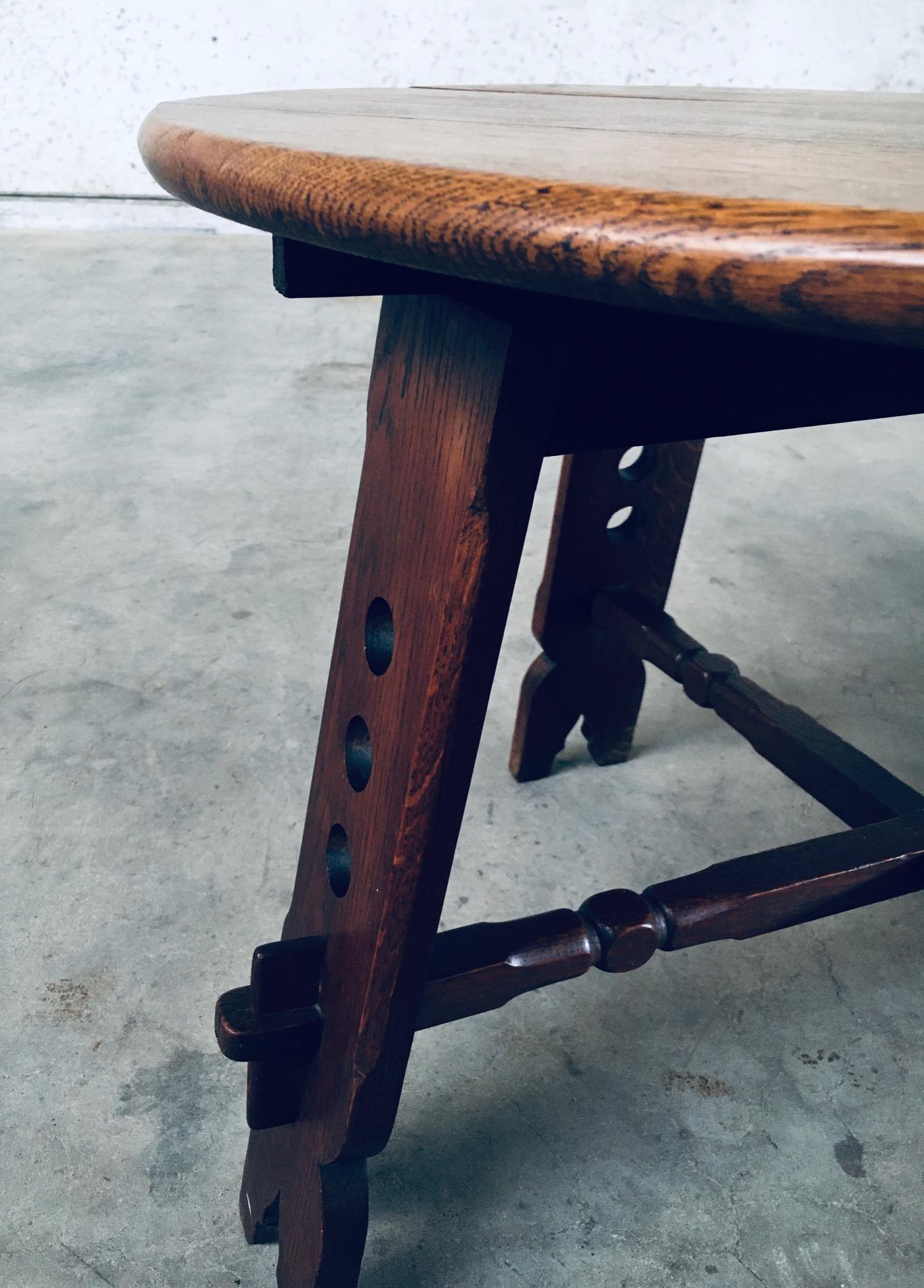 1950's Brutalist Design Artisan Oak Carved Side Table For Sale 6