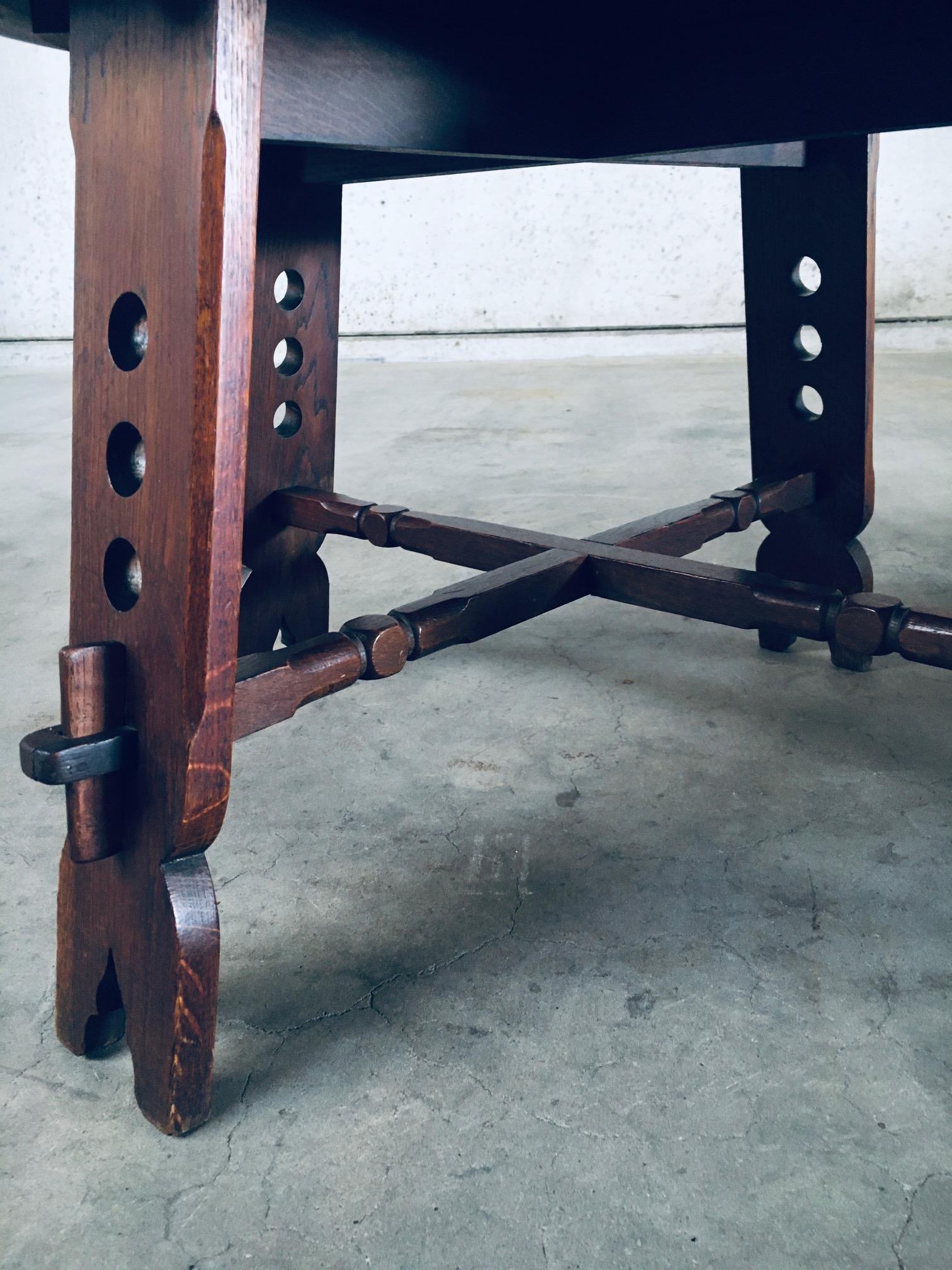 1950's Brutalist Design Artisan Oak Carved Side Table For Sale 9