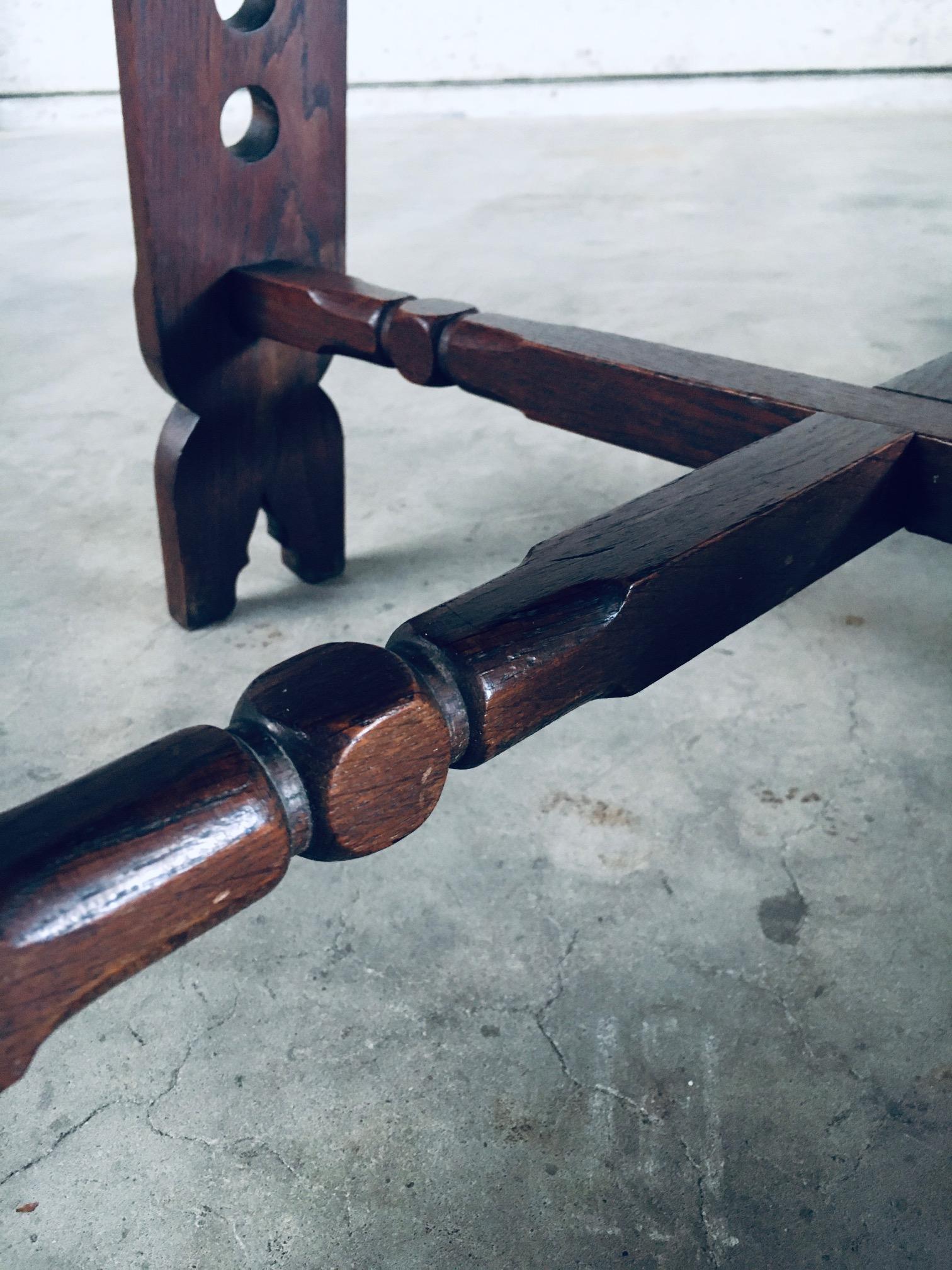 1950's Brutalist Design Artisan Oak Carved Side Table For Sale 12