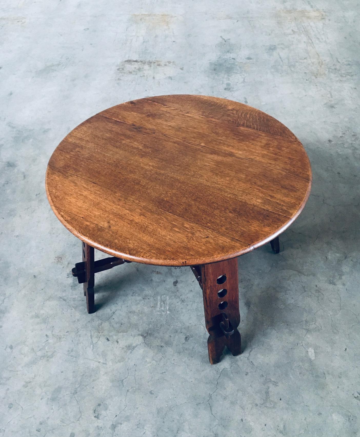 Mid-20th Century 1950's Brutalist Design Artisan Oak Carved Side Table For Sale