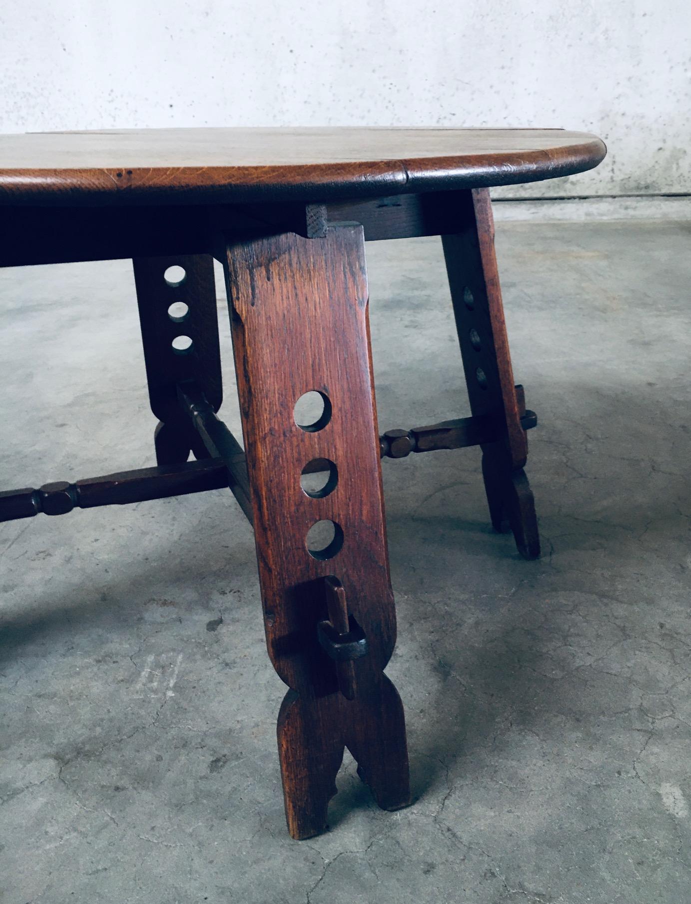 1950's Brutalist Design Artisan Oak Carved Side Table For Sale 2