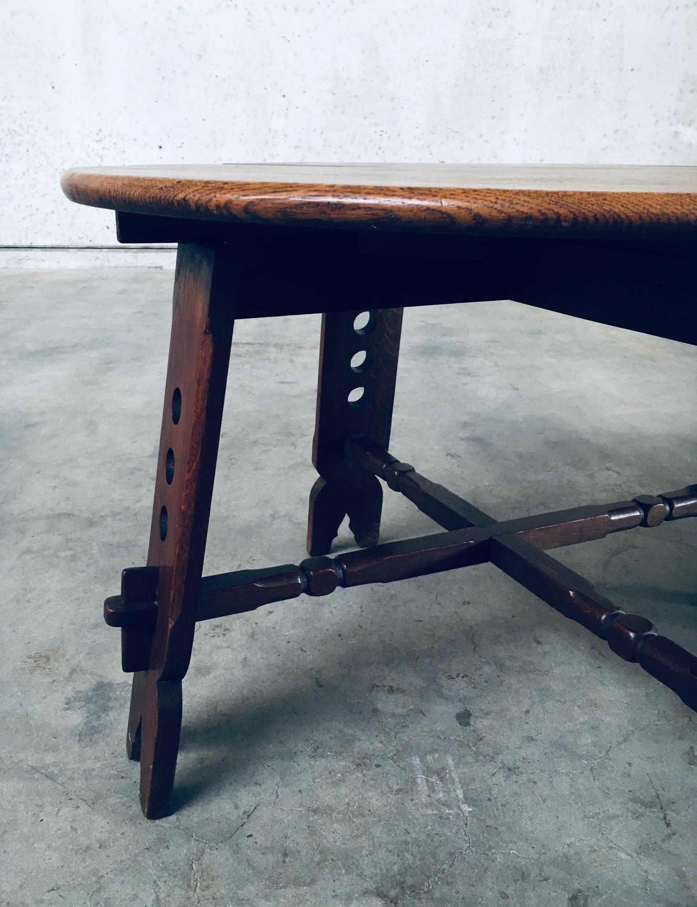 1950's Brutalist Design Artisan Oak Carved Side Table For Sale 3