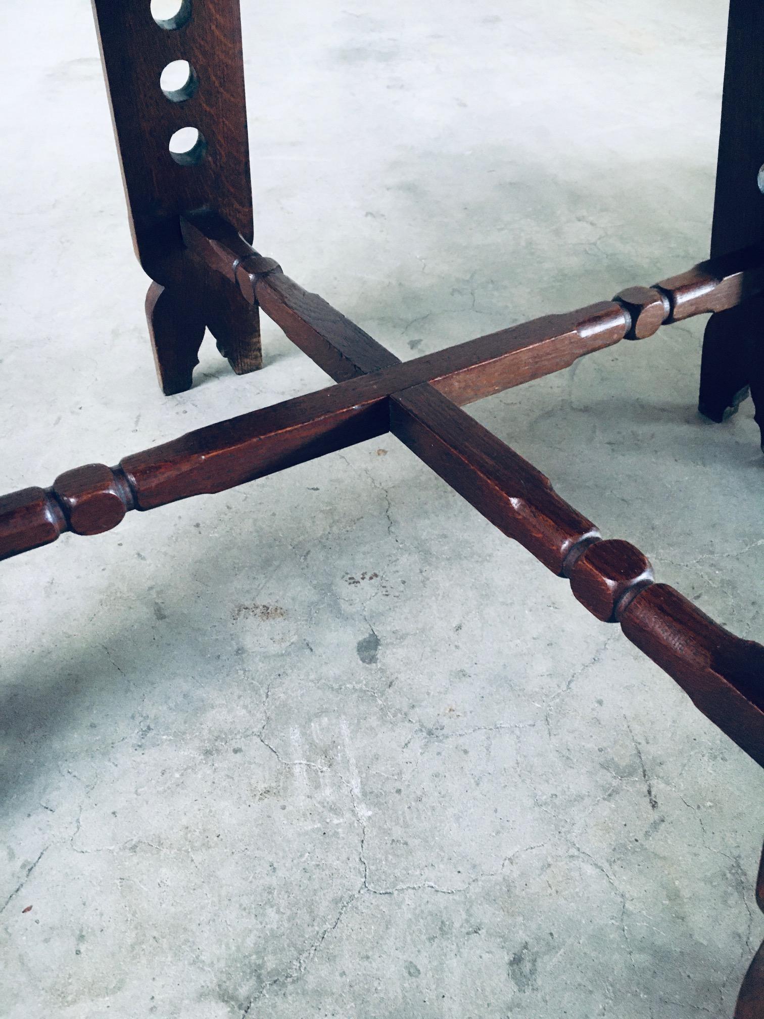 1950's Brutalist Design Artisan Oak Carved Side Table For Sale 4