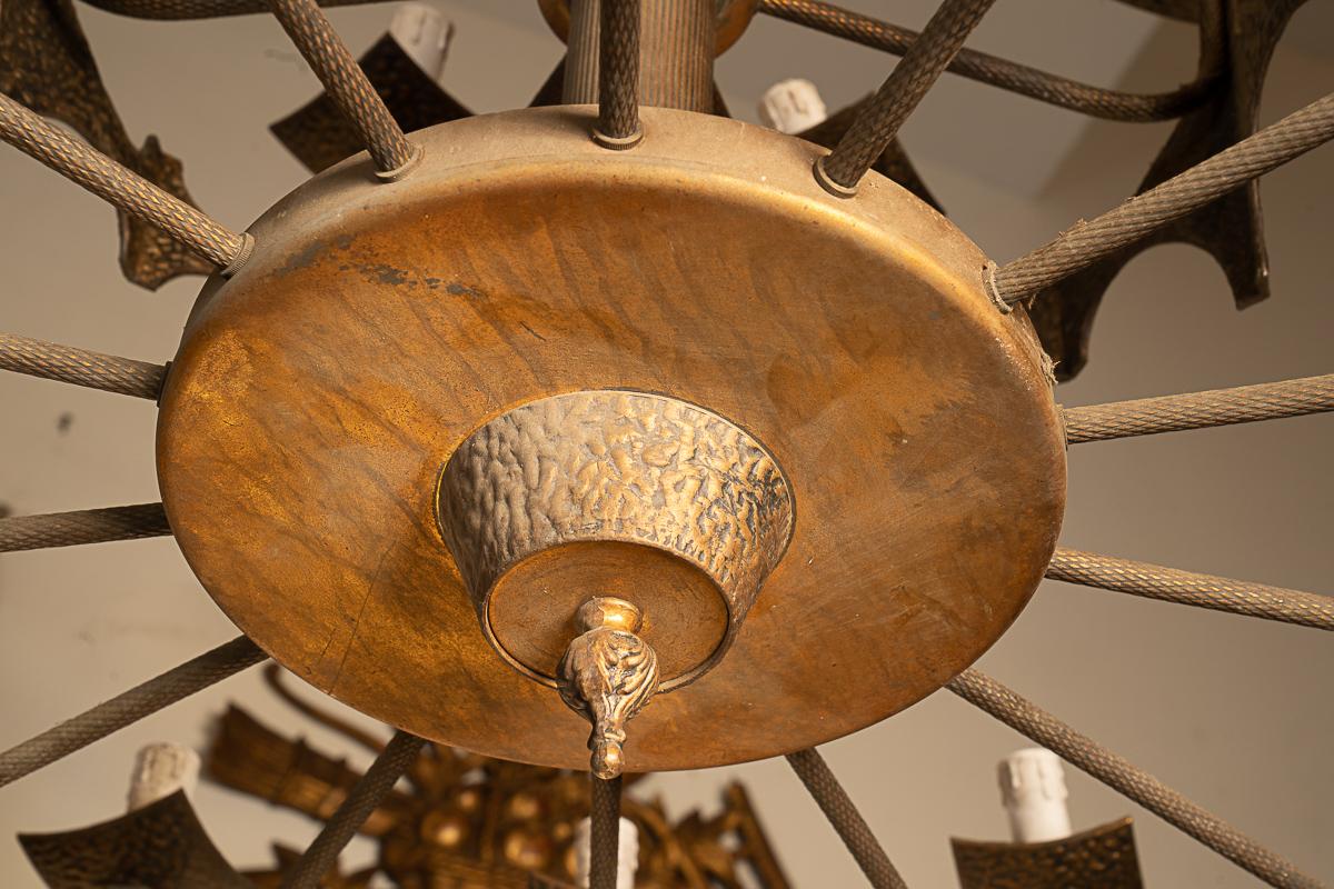 French 1950’s Brutalist Iron Chandelier