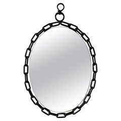 1950s Brutalist oval "chain" mirror