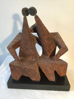 1950s Brutalist Sculpture of Two Men by Margot Kempe