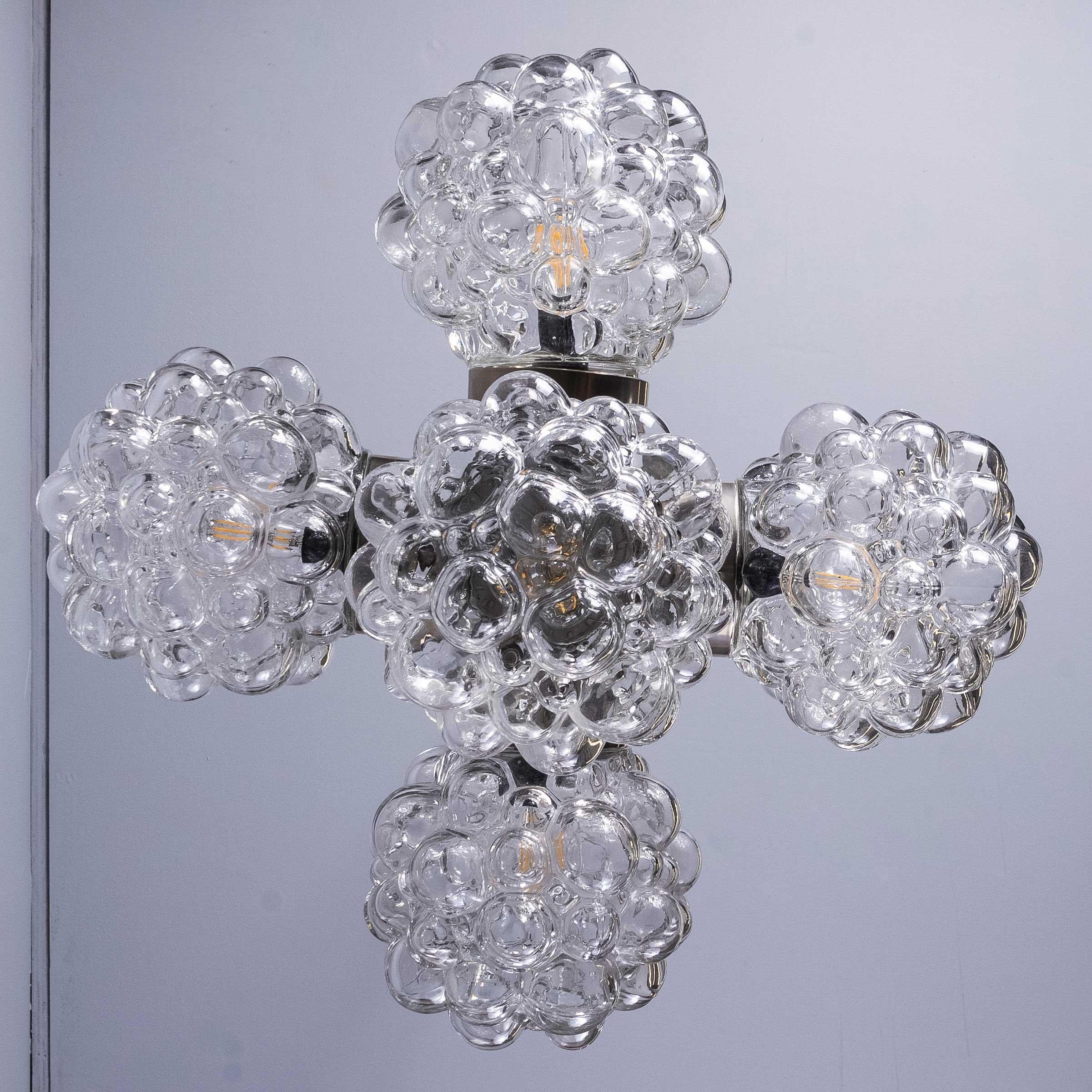 1950's Bubble Cluster Glass Pendant Lamps In Good Condition For Sale In Hook, Hampshire