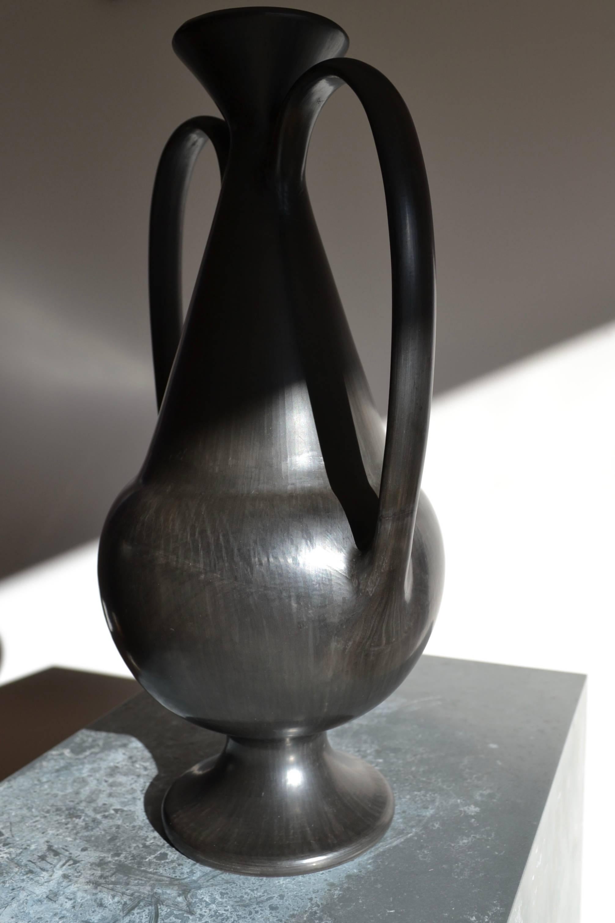 Fired 1950s Bucchero Vase by Gio Ponti