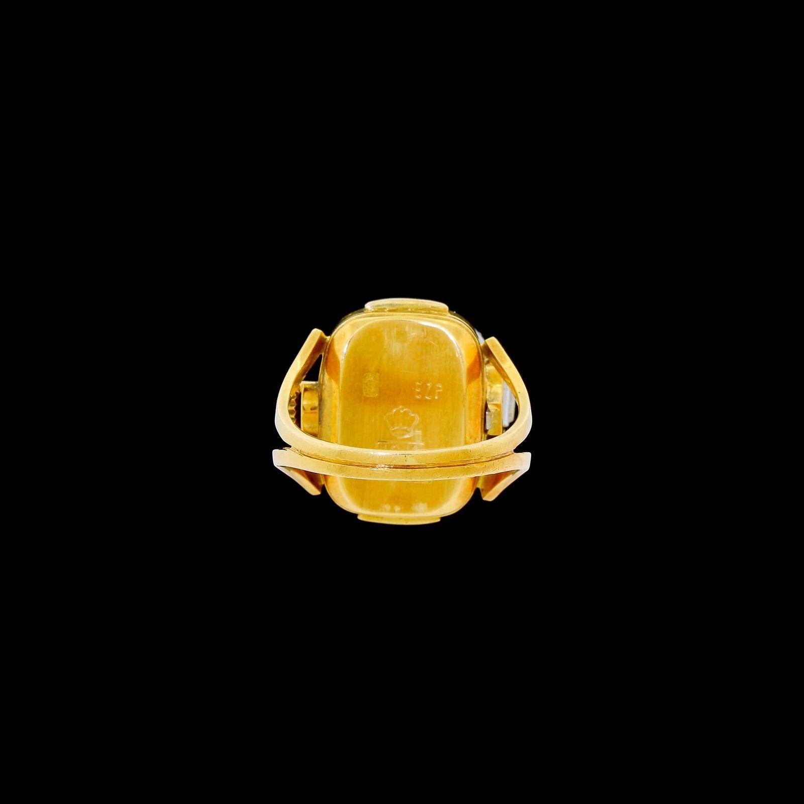 Women's 1950s Bucherer 18 Karat 750 White Yellow Gold Sapphire Watch Ring Incabloc