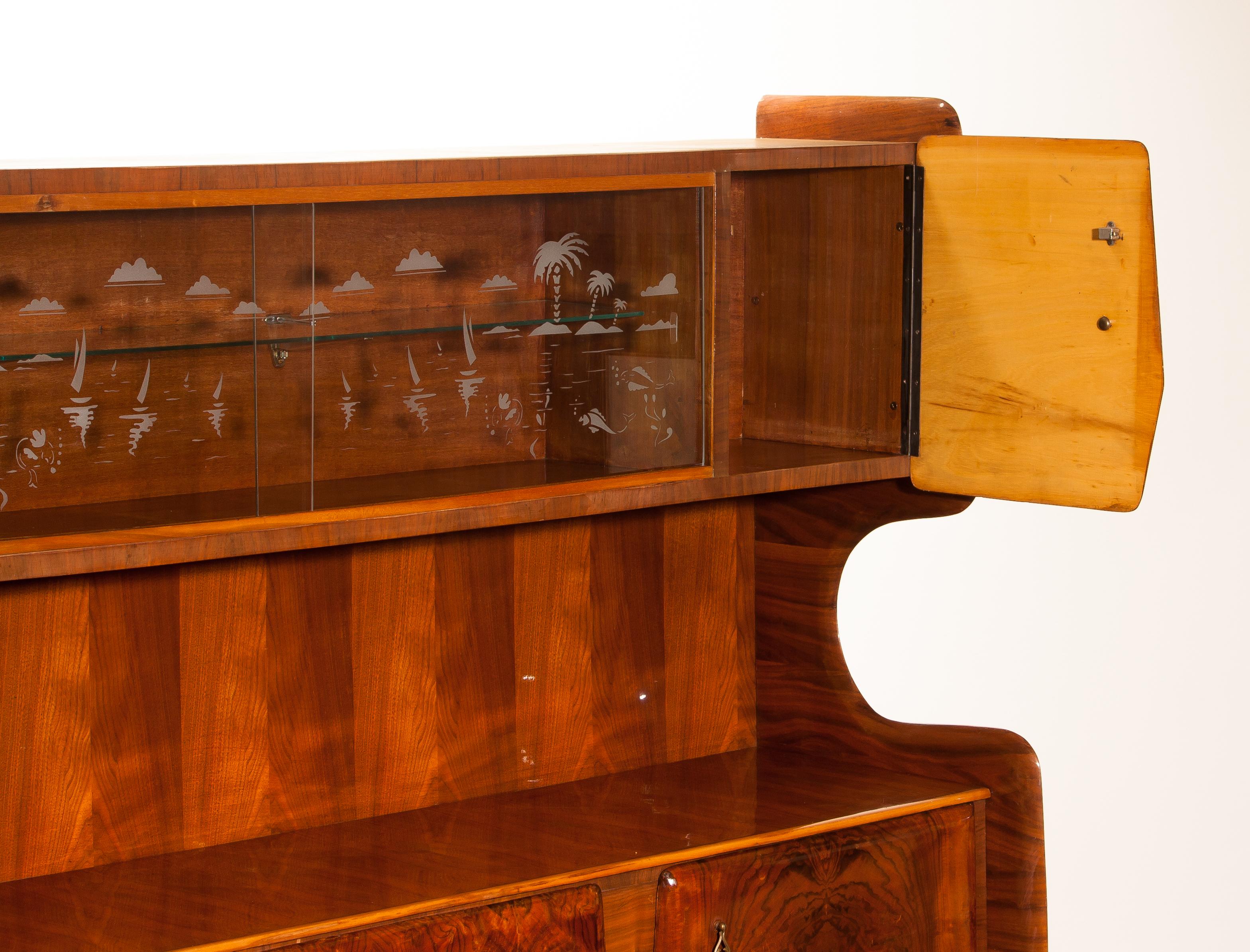 1950s, Buffet Cabinet in Burl Wood and Walnut by Vittorio Dassi, Italy 6