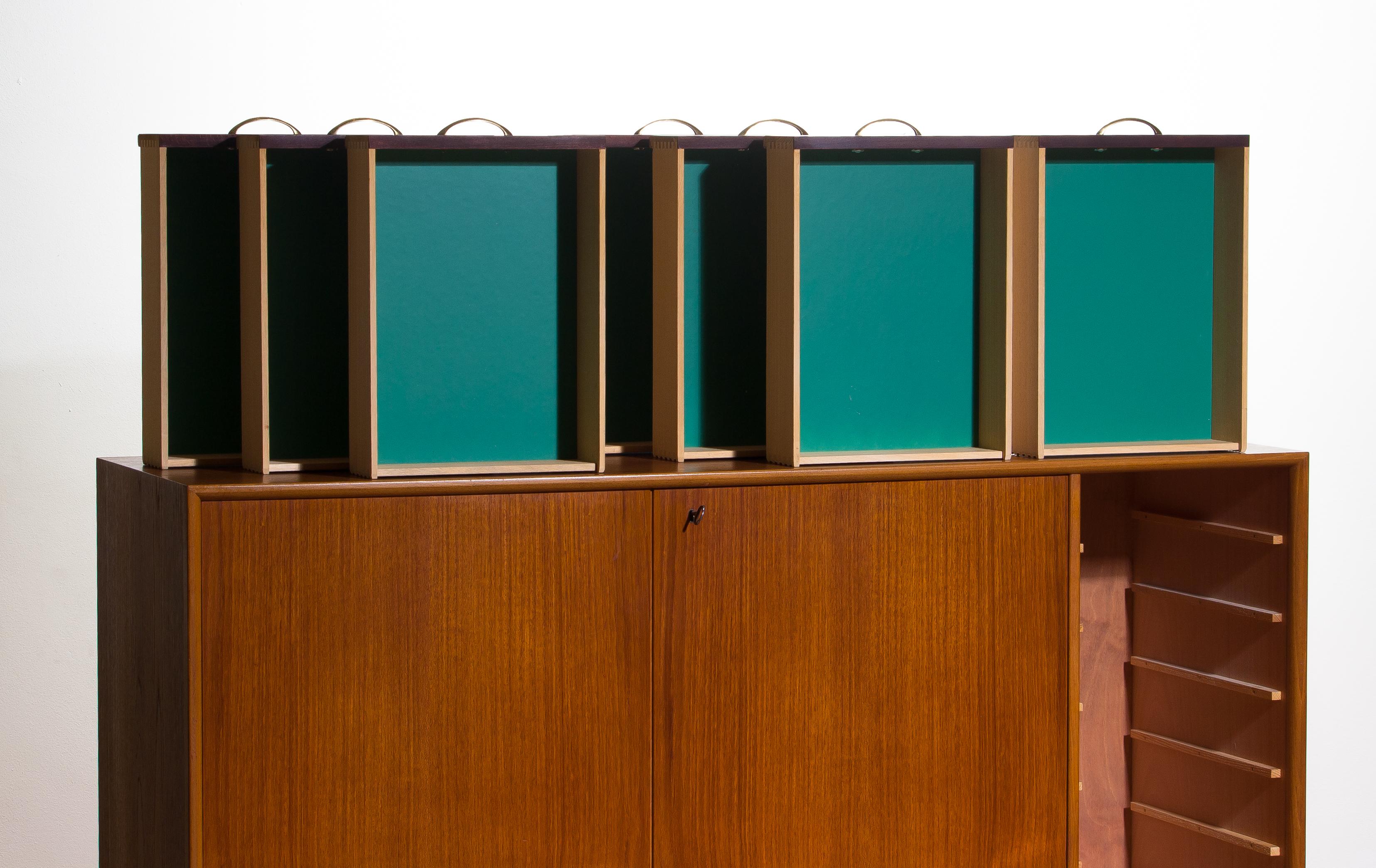 1950s Buffet Cabinet or Sideboard in Teak with Golden Details, Sweden 5