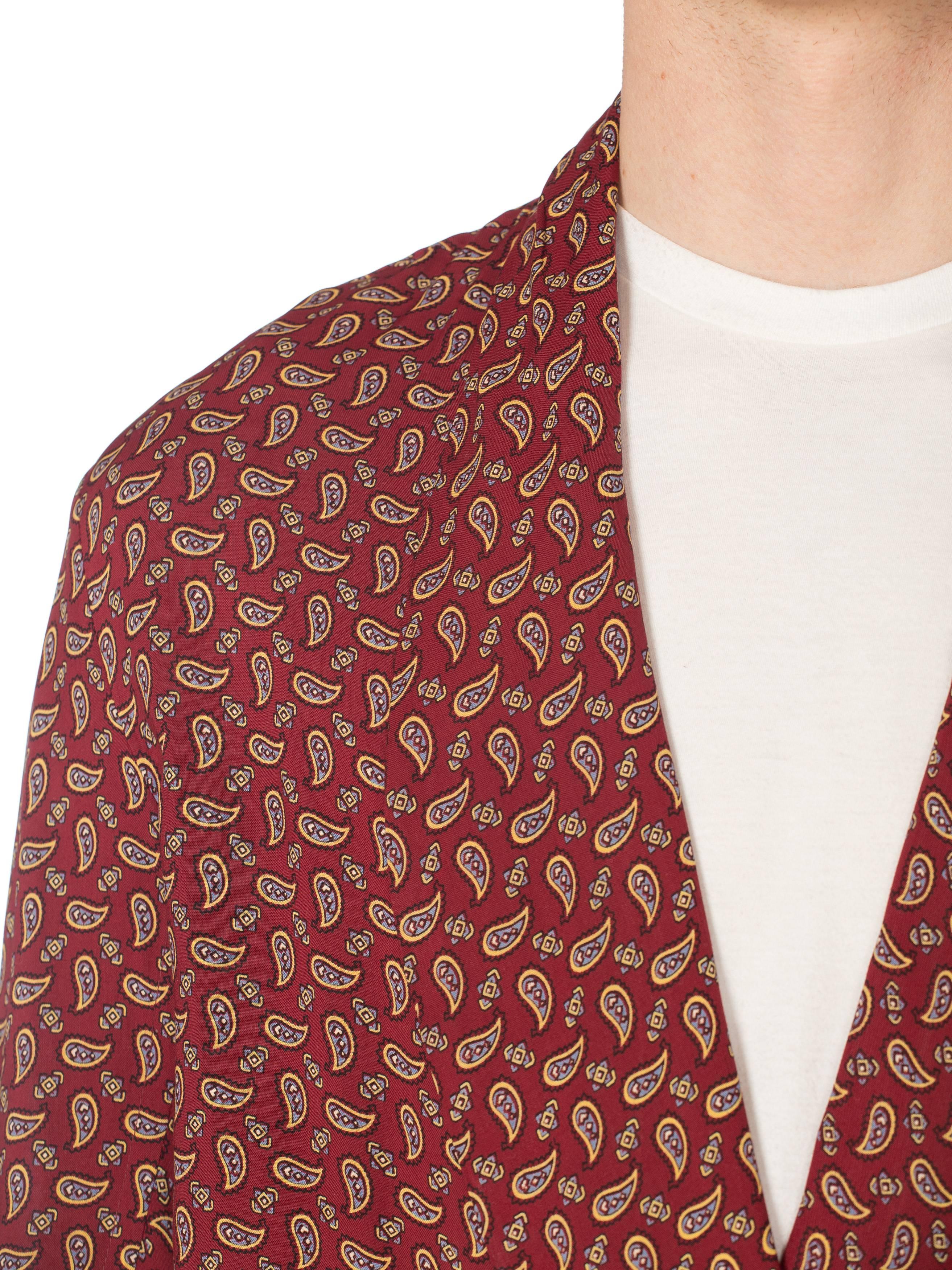 1950S Burgundy Paisley Rayon Robe Made In England For Sale 4