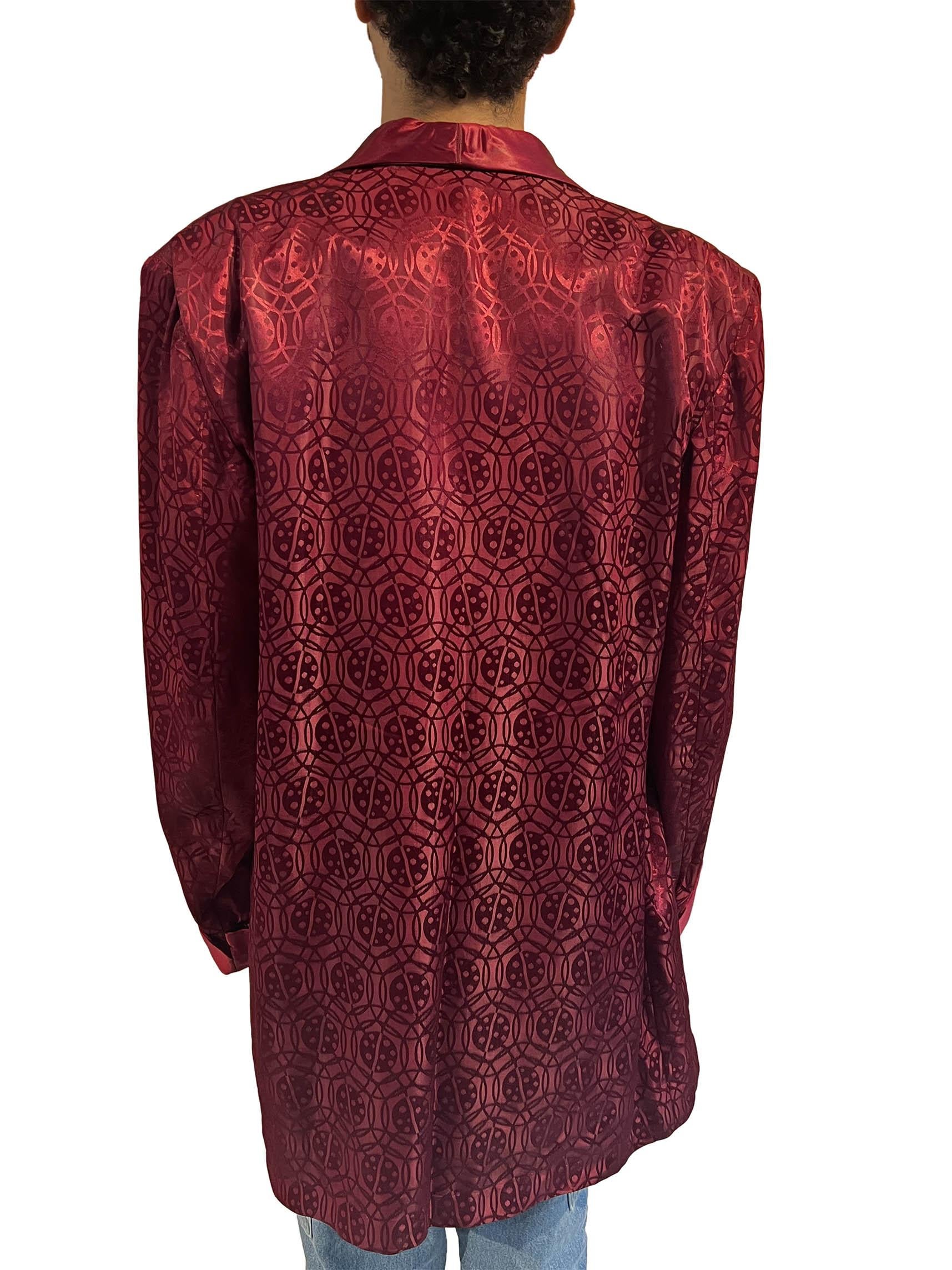 1950S Burgundy Silk Blazer For Sale 1