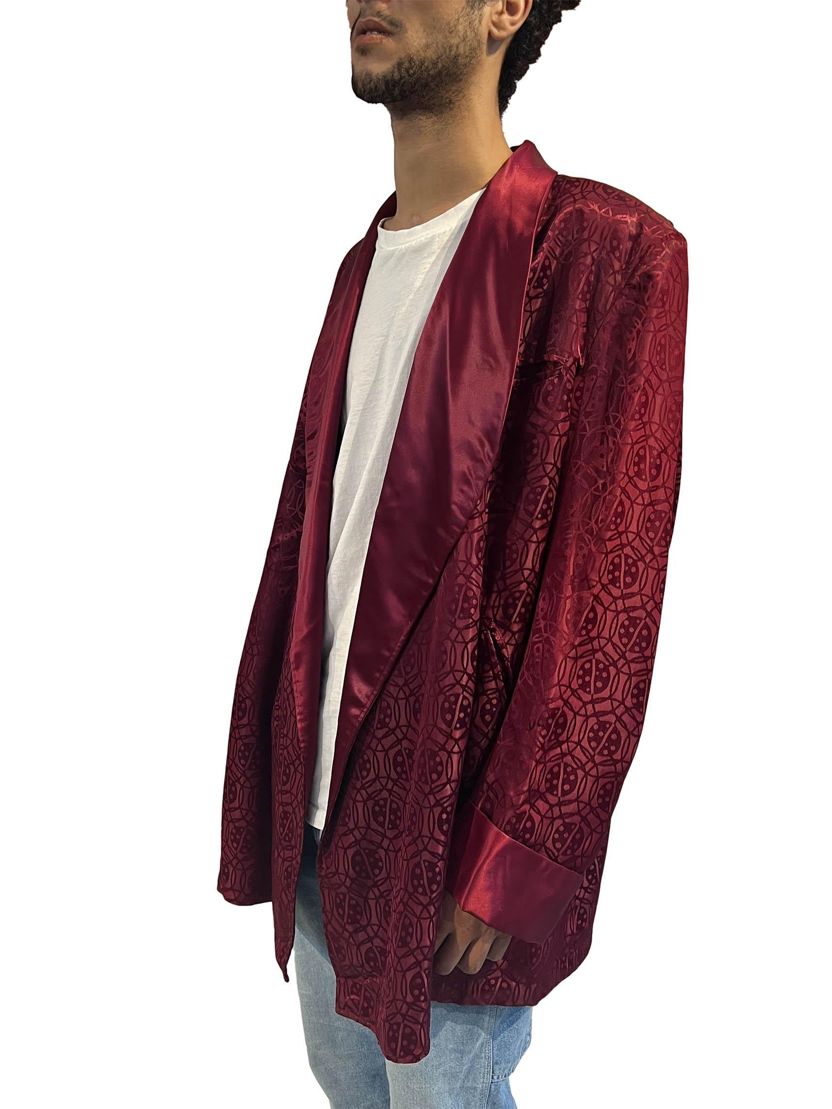 1950S Burgundy Silk Blazer For Sale 2