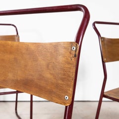 1950's Burgundy Tubular Metal Dining Chairs Sebel - Good Quantity Available