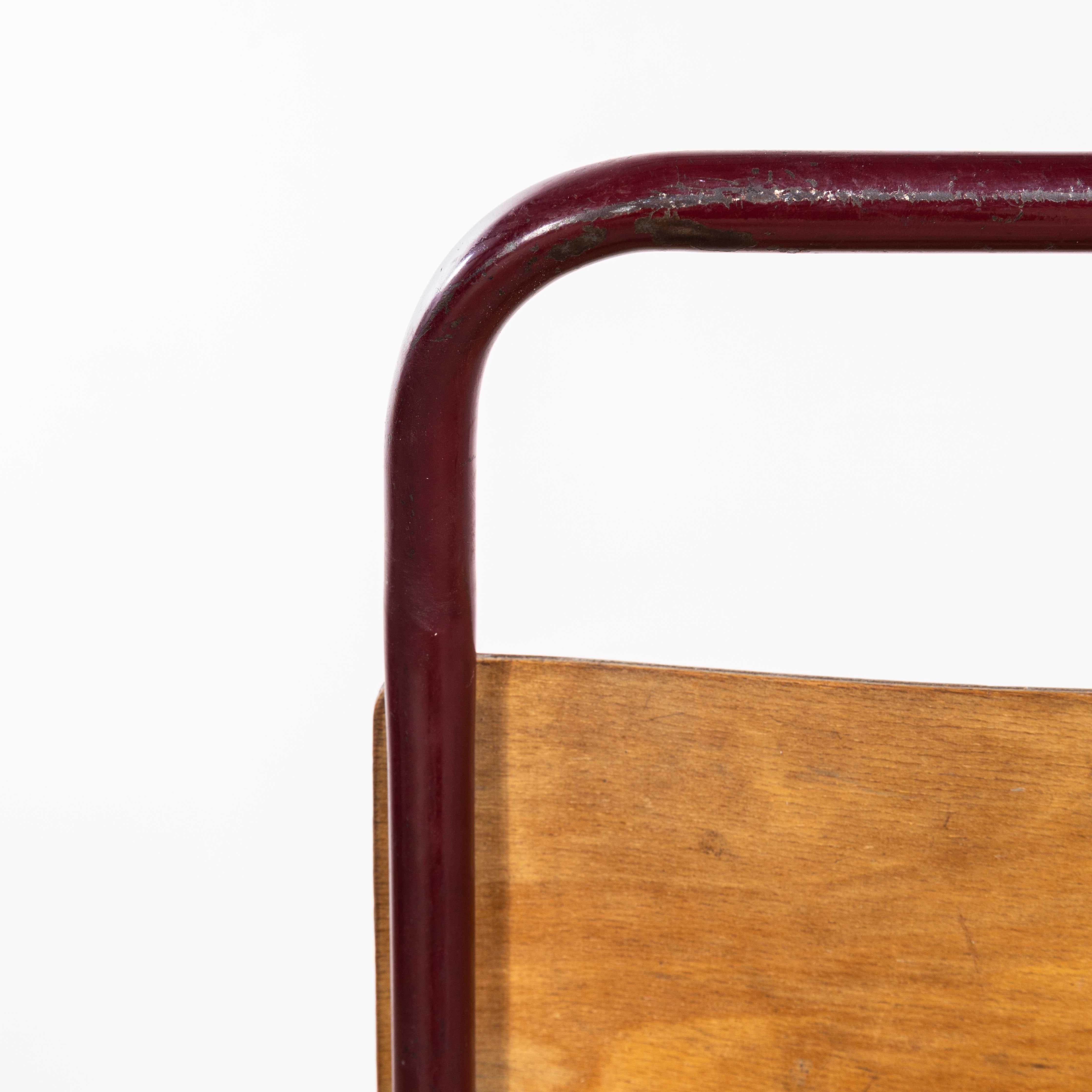 Mid-20th Century 1950's Burgundy Tubular Metal Dining Chairs Sebel - Good Quantity Available