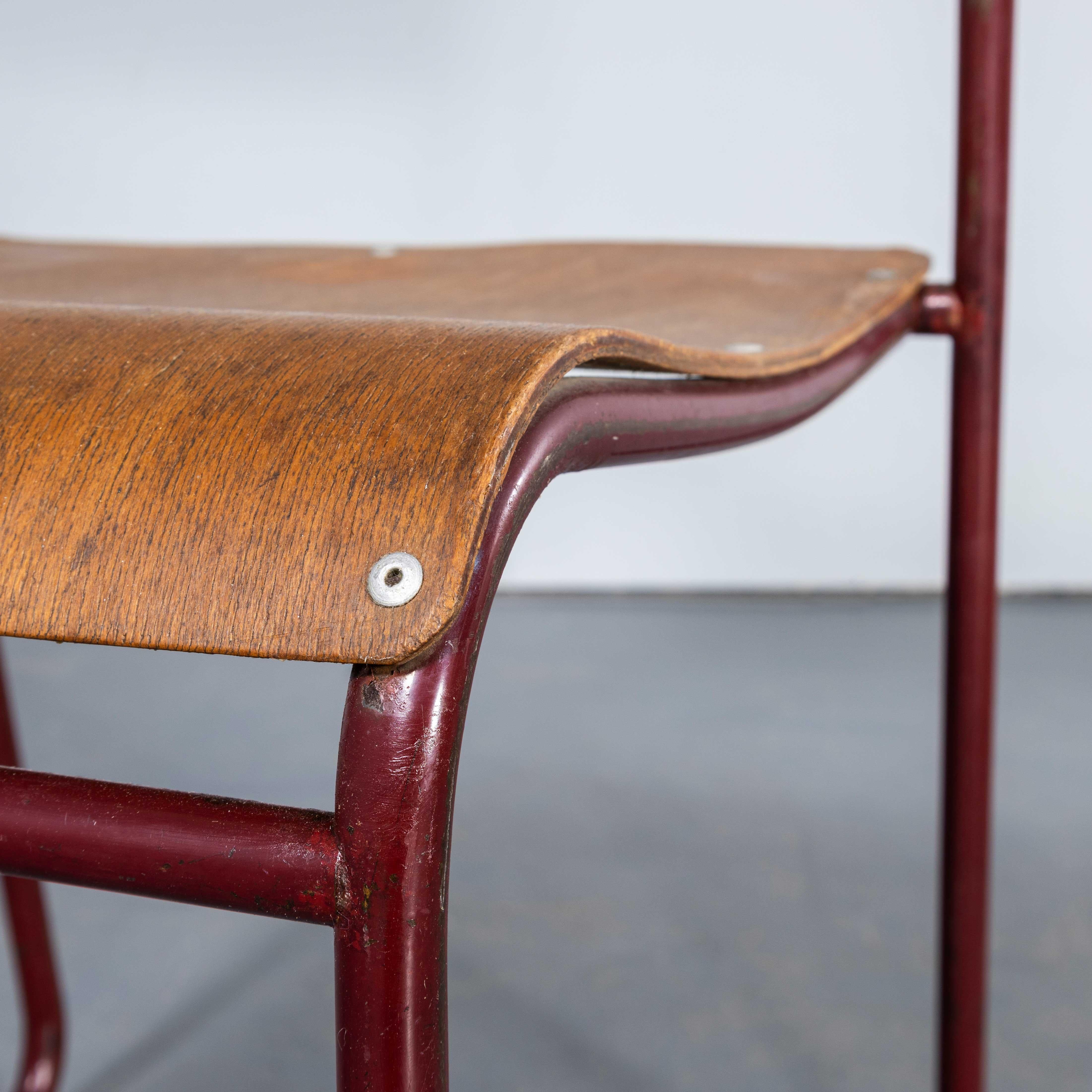 1950's Burgundy Tubular Metal Dining Chairs Sebel - Set Of Seven. 5