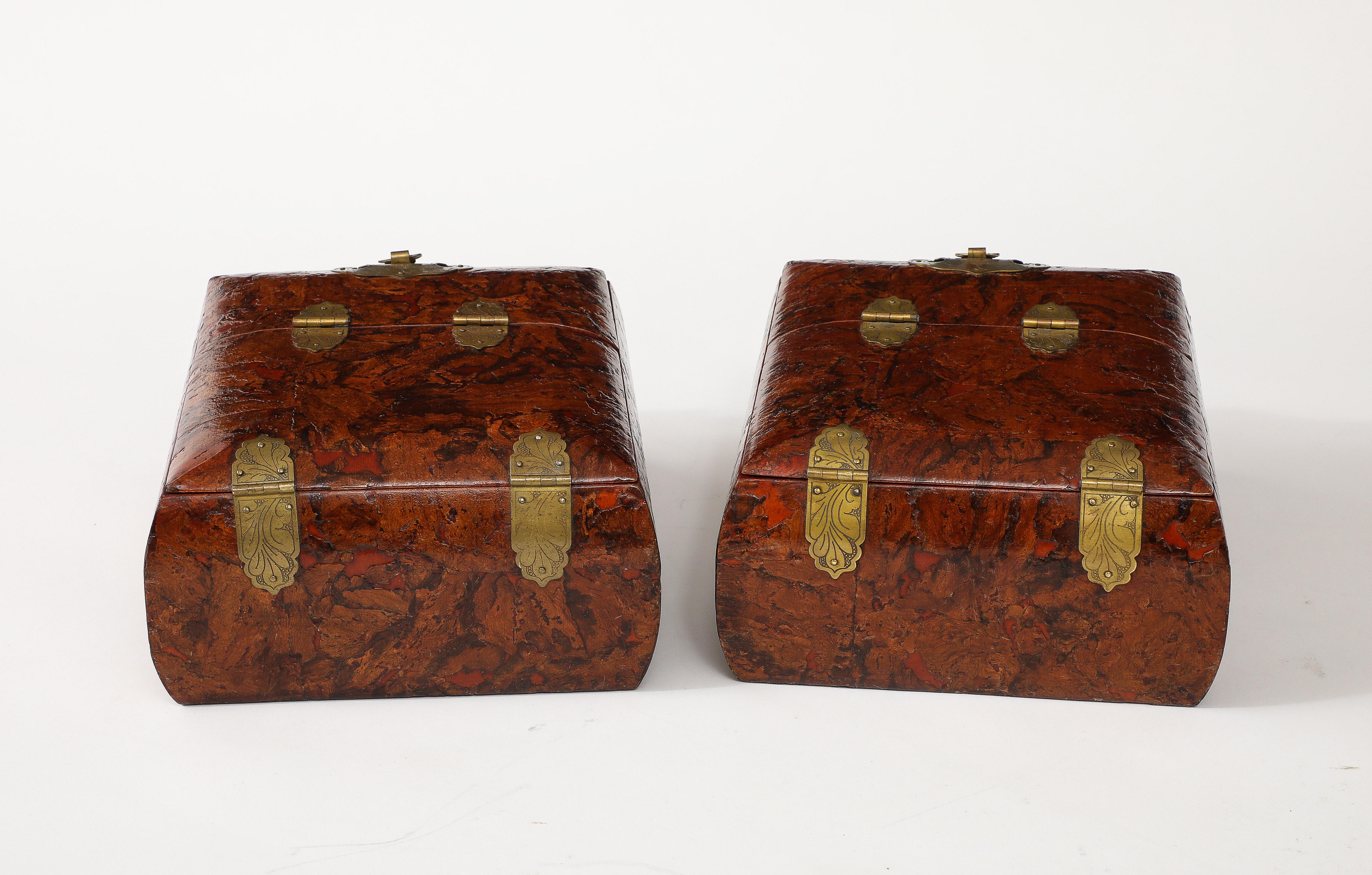 1950's Burl-wood Chinese Jewelry Boxes With Mirror For Sale 3