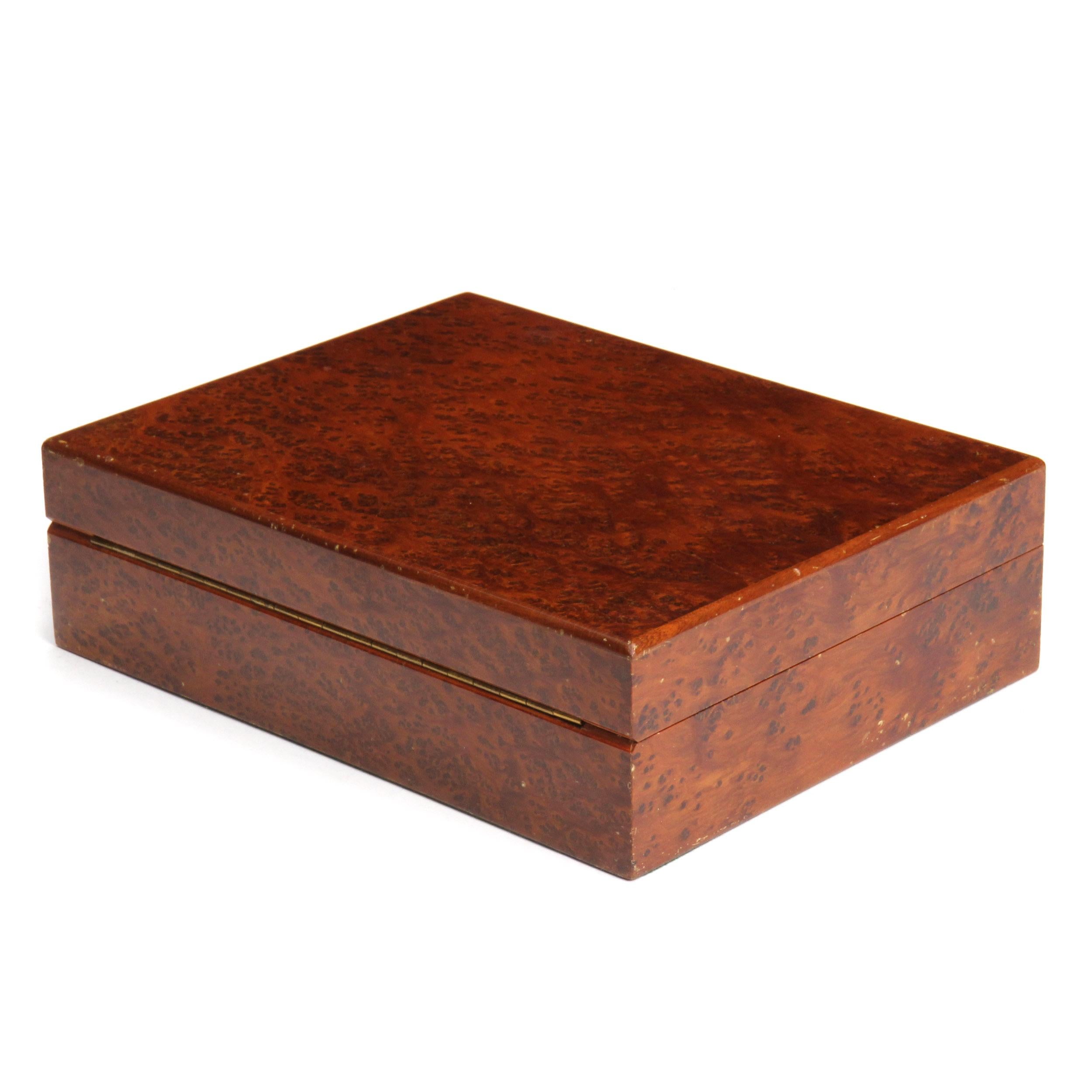 1950s Burled Maple Humidor In Good Condition For Sale In Sagaponack, NY
