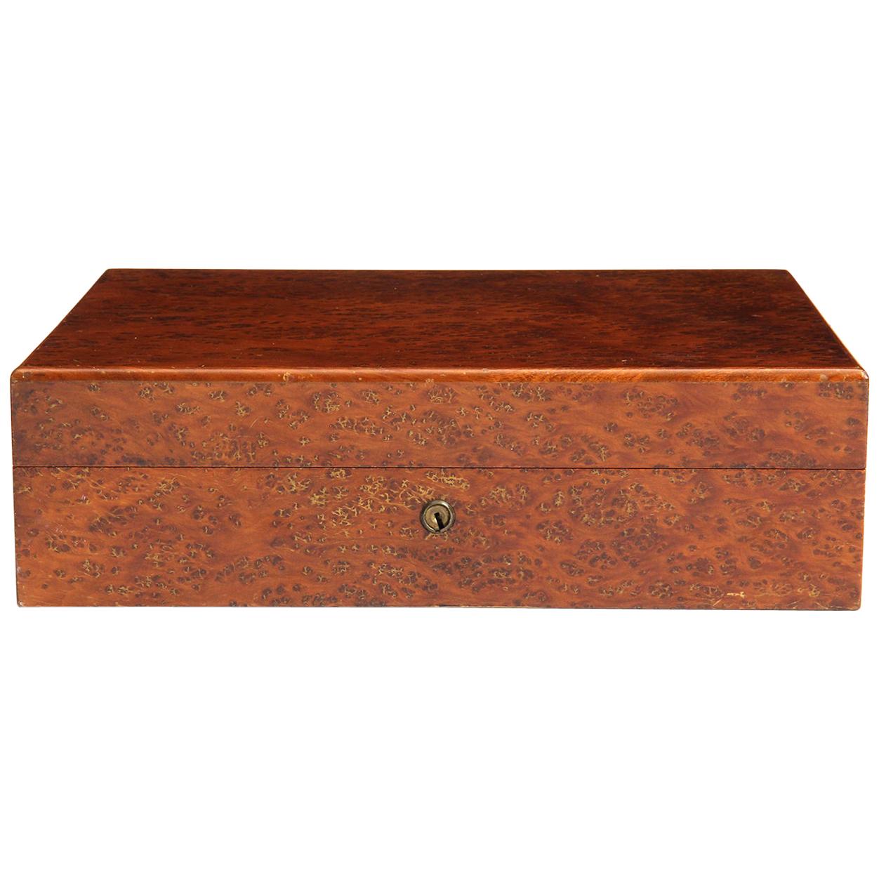 1950s Burled Maple Humidor For Sale