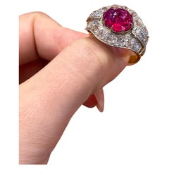 1950s Burma No Heat Ruby & Diamond Cocktail Ring