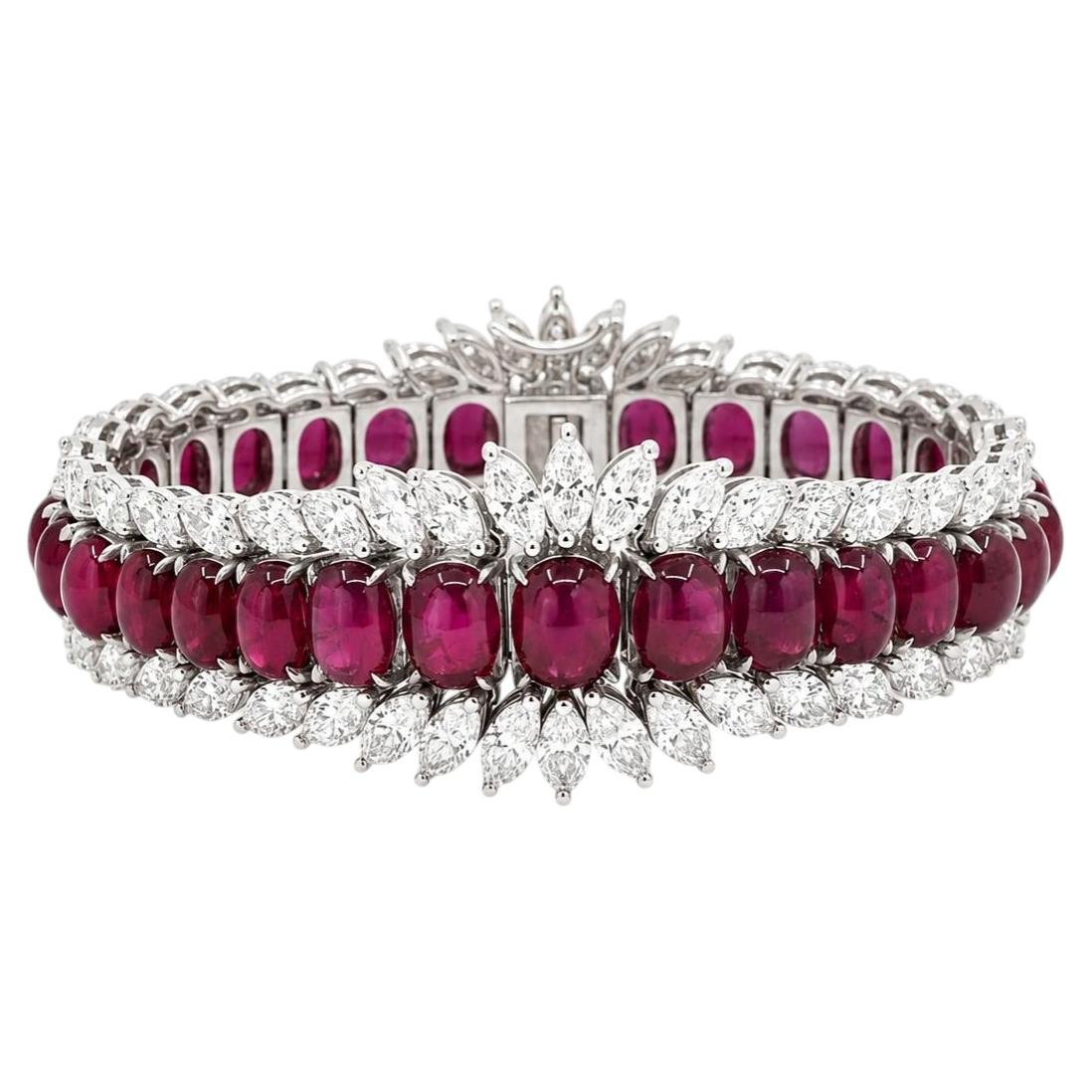 1950's Burma Ruby Bracelet For Sale