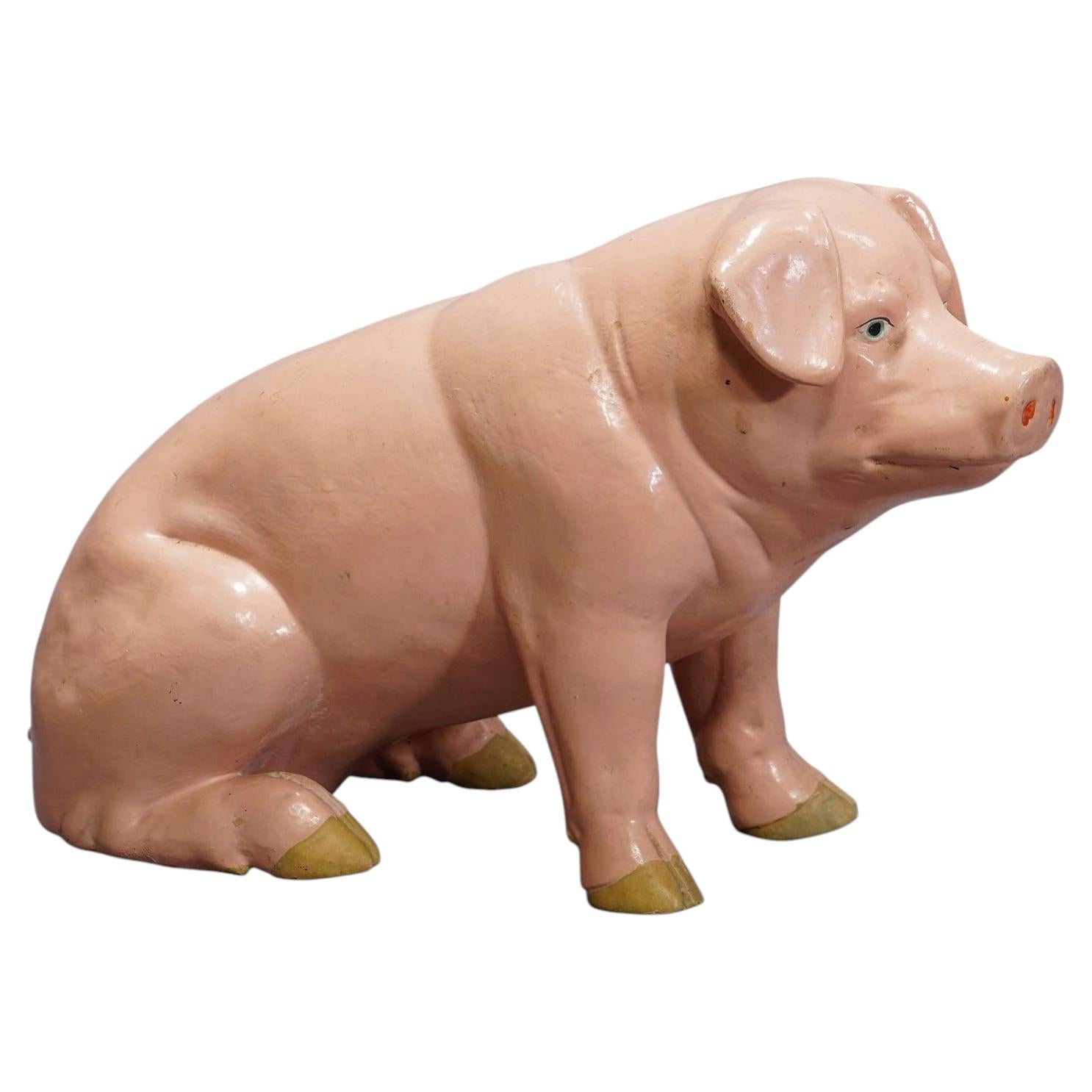 1950er Jahre Metzgerei Fensterdekoration eines Schweins