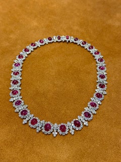 1950s Bvlgari Burma no heat Ruby and Diamond Platinum Necklace – SSEF Certified