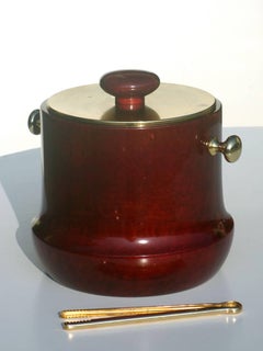 1950s by Aldo Tura Italian Midcentury Lacquered Goatskin Ice Bucket